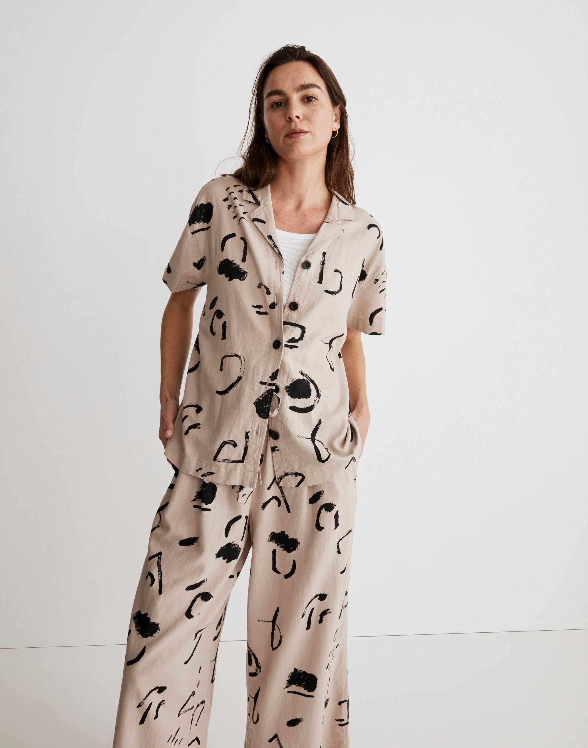 Madewell x Caroline Z Hurley Camp Shirt in Abstract Alpha Alternate Image 1