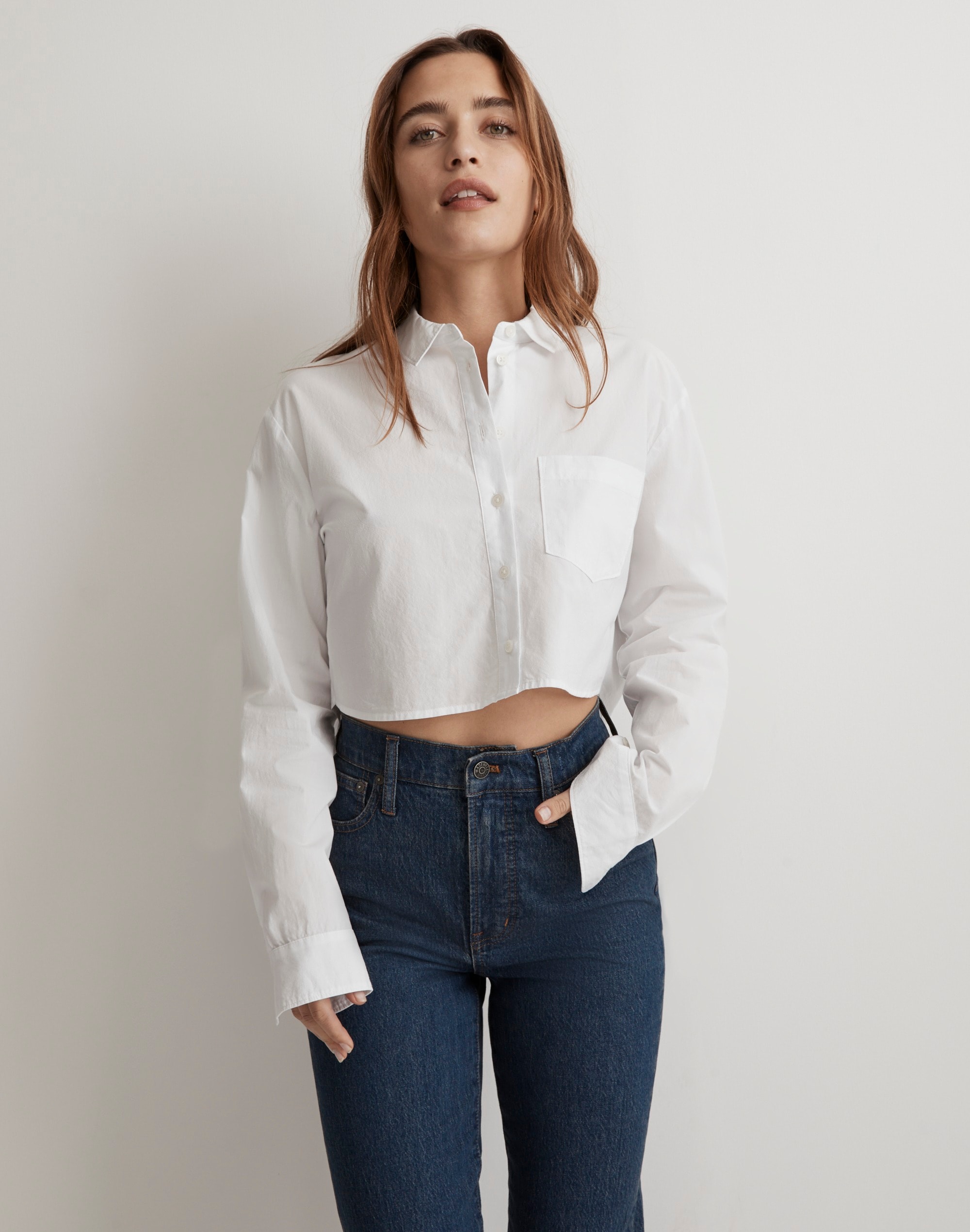 Poplin Oversized Supercrop Ex-Boyfriend Shirt