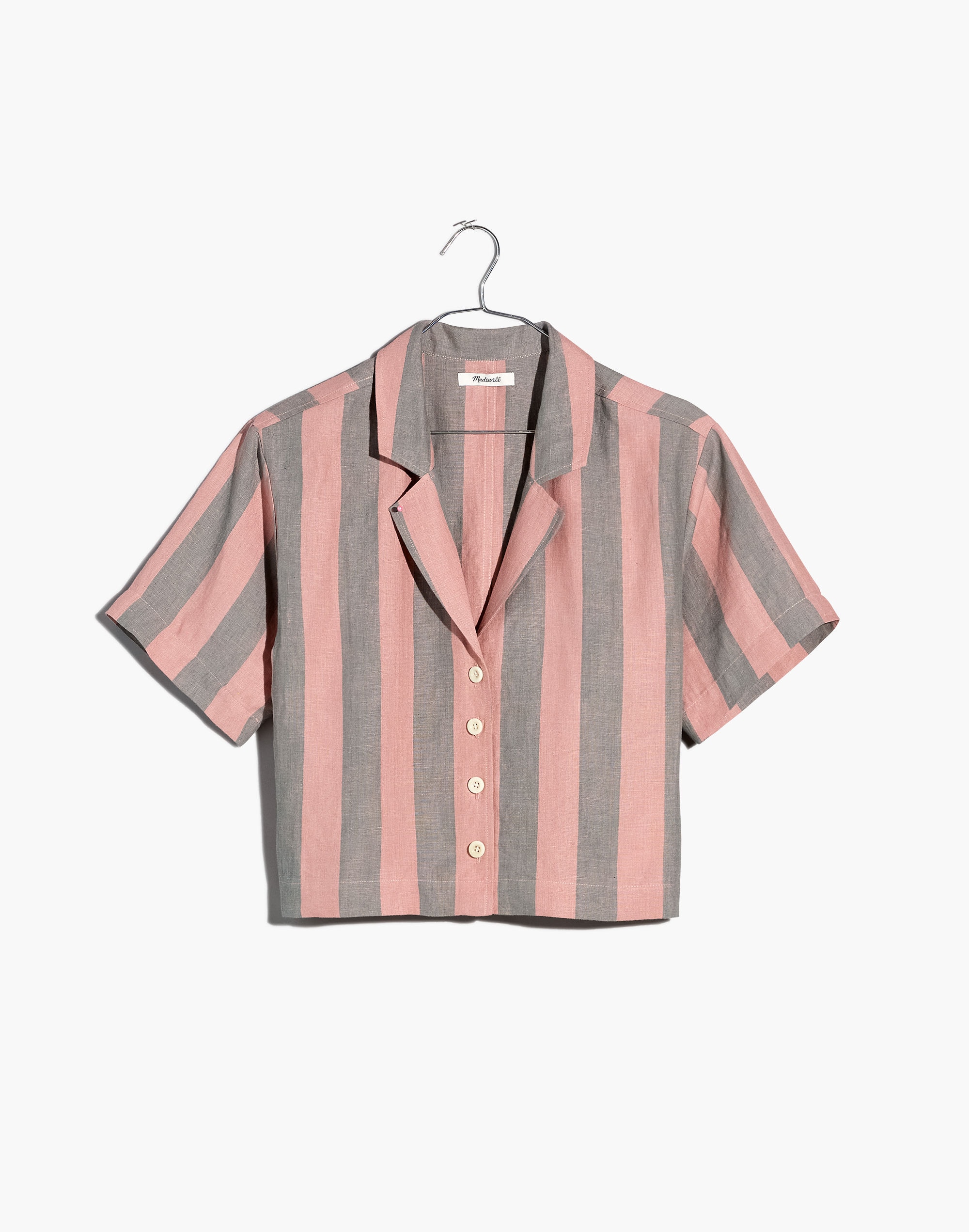 100% Linen Resort Shirt in Springy Stripe