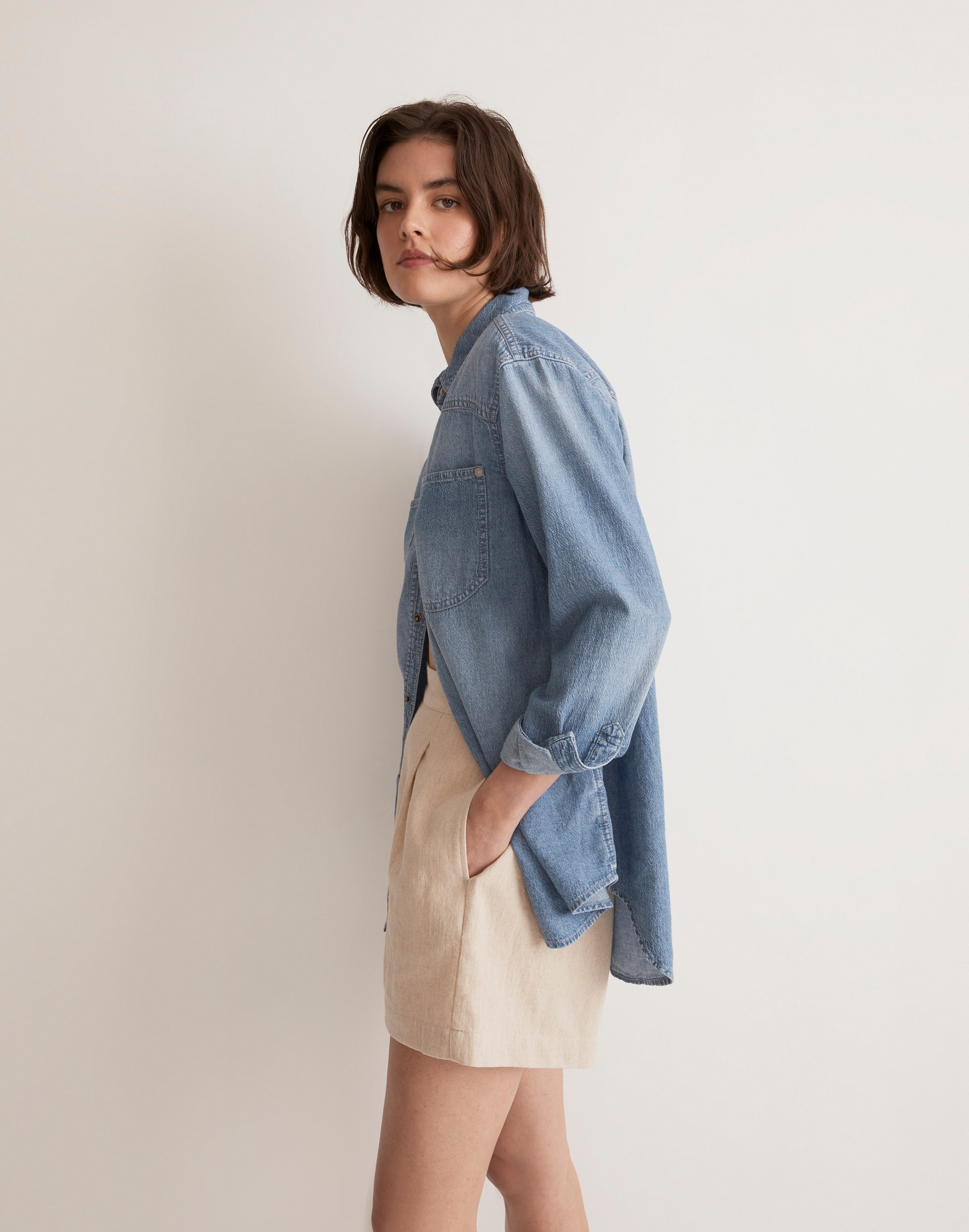 Denim Western Button-Down Shirt