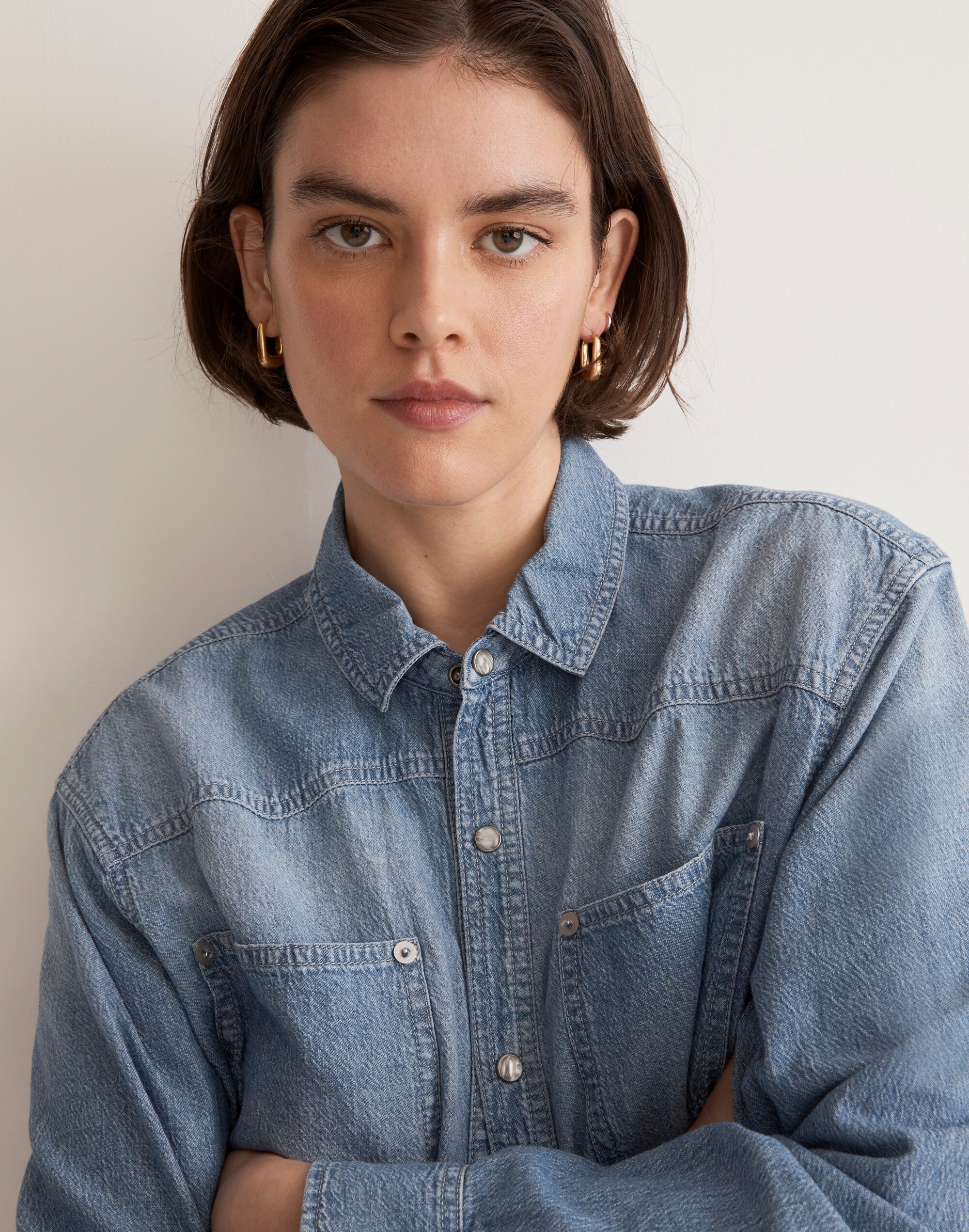 Denim Western Button-Down Shirt