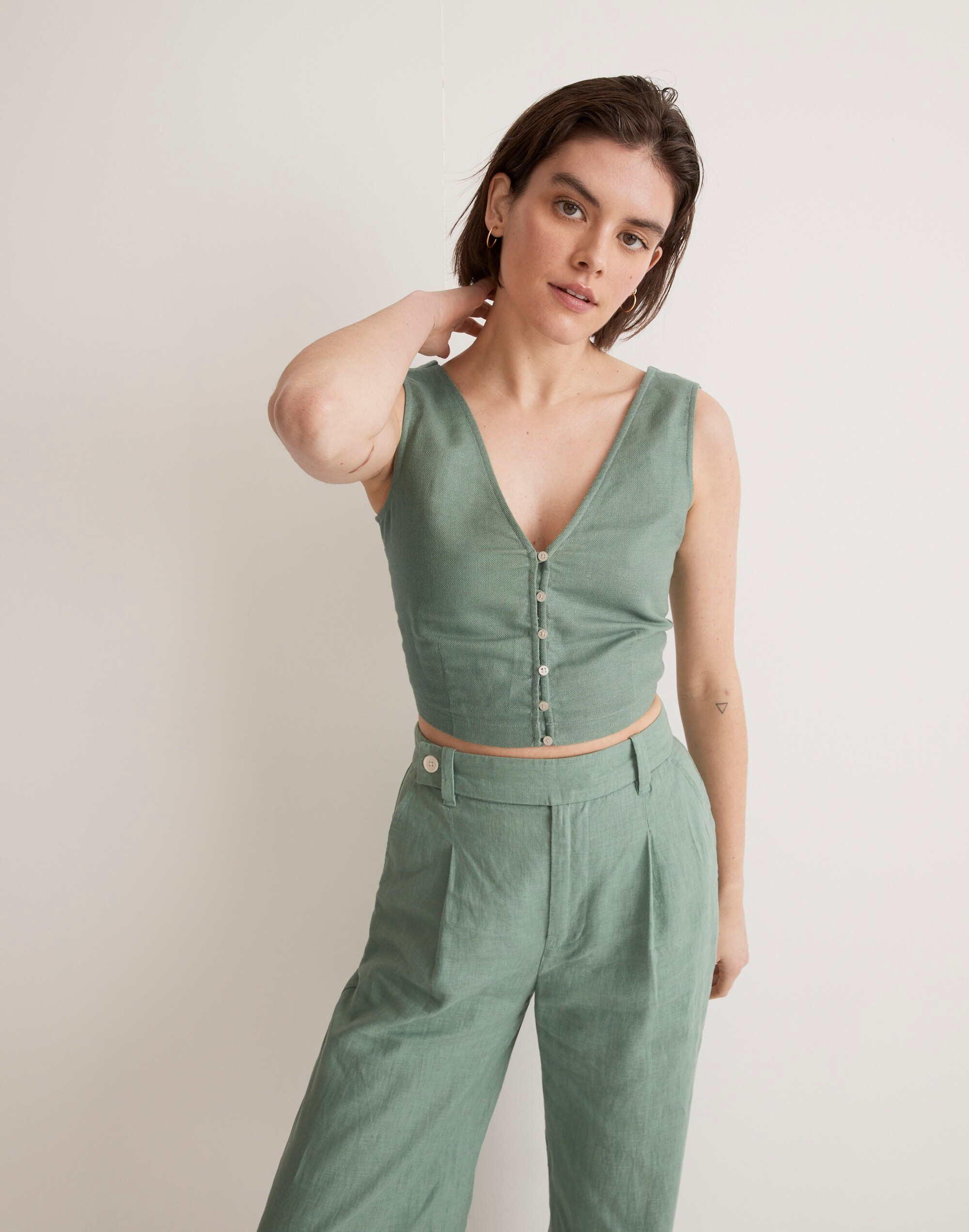 Linen Gwen Crop Vest Top