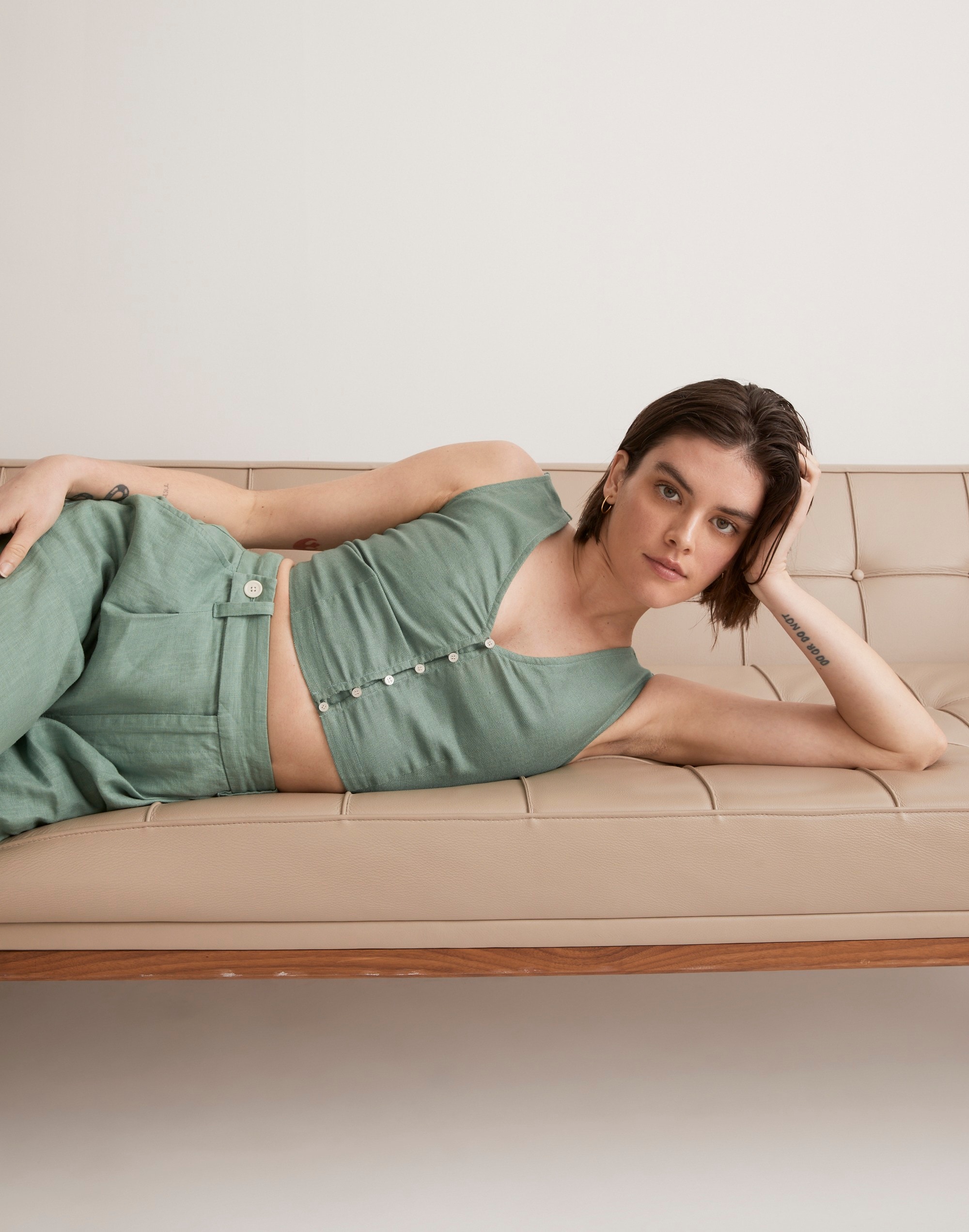 Linen Gwen Crop Vest Top