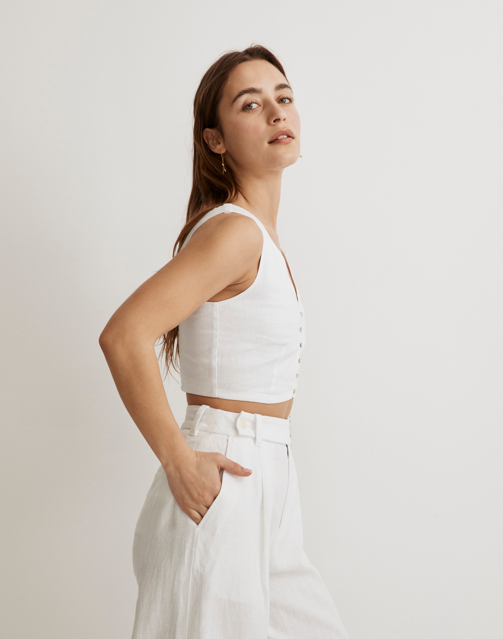 Linen Gwen Crop Vest Top