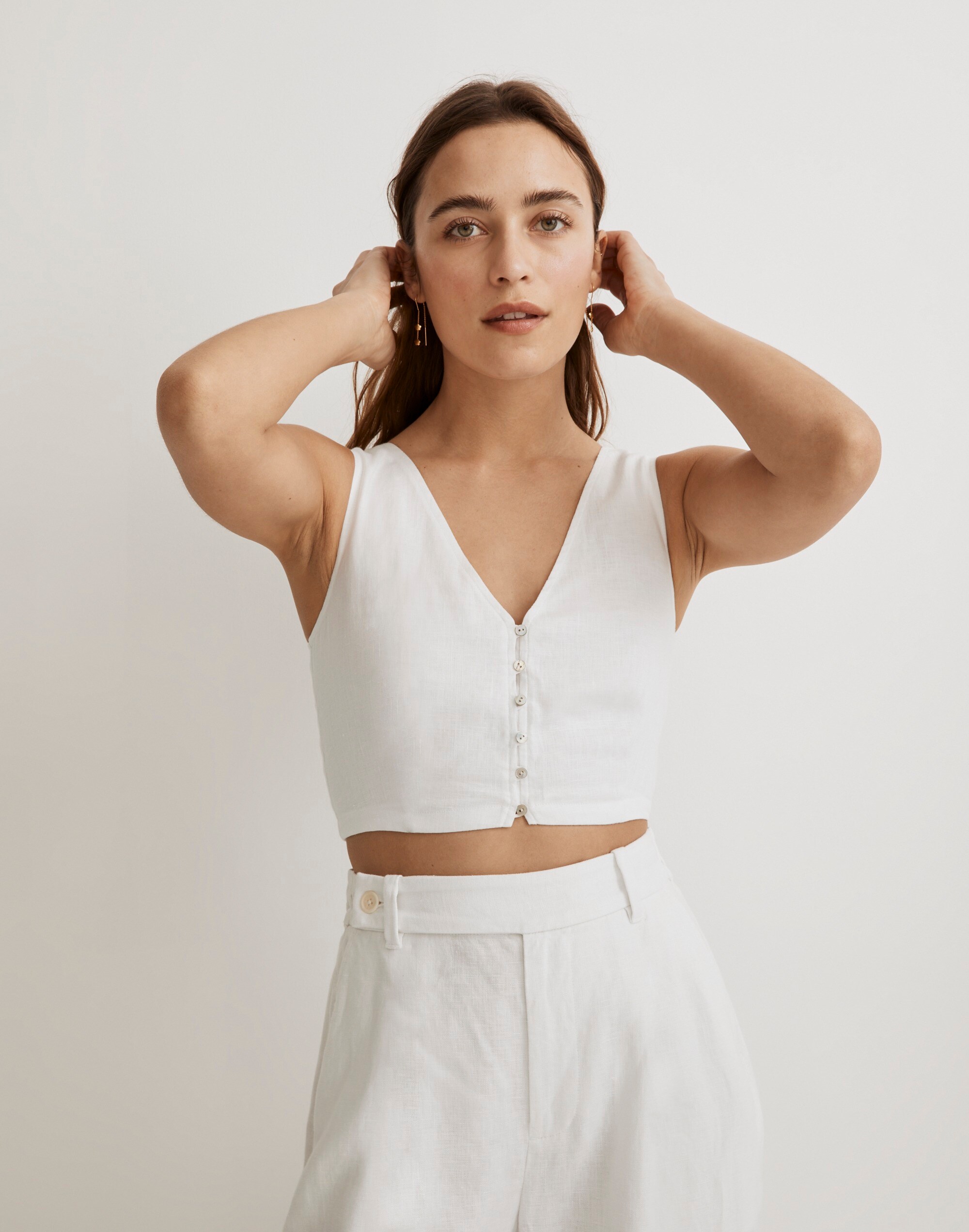 Linen Gwen Crop Vest Top
