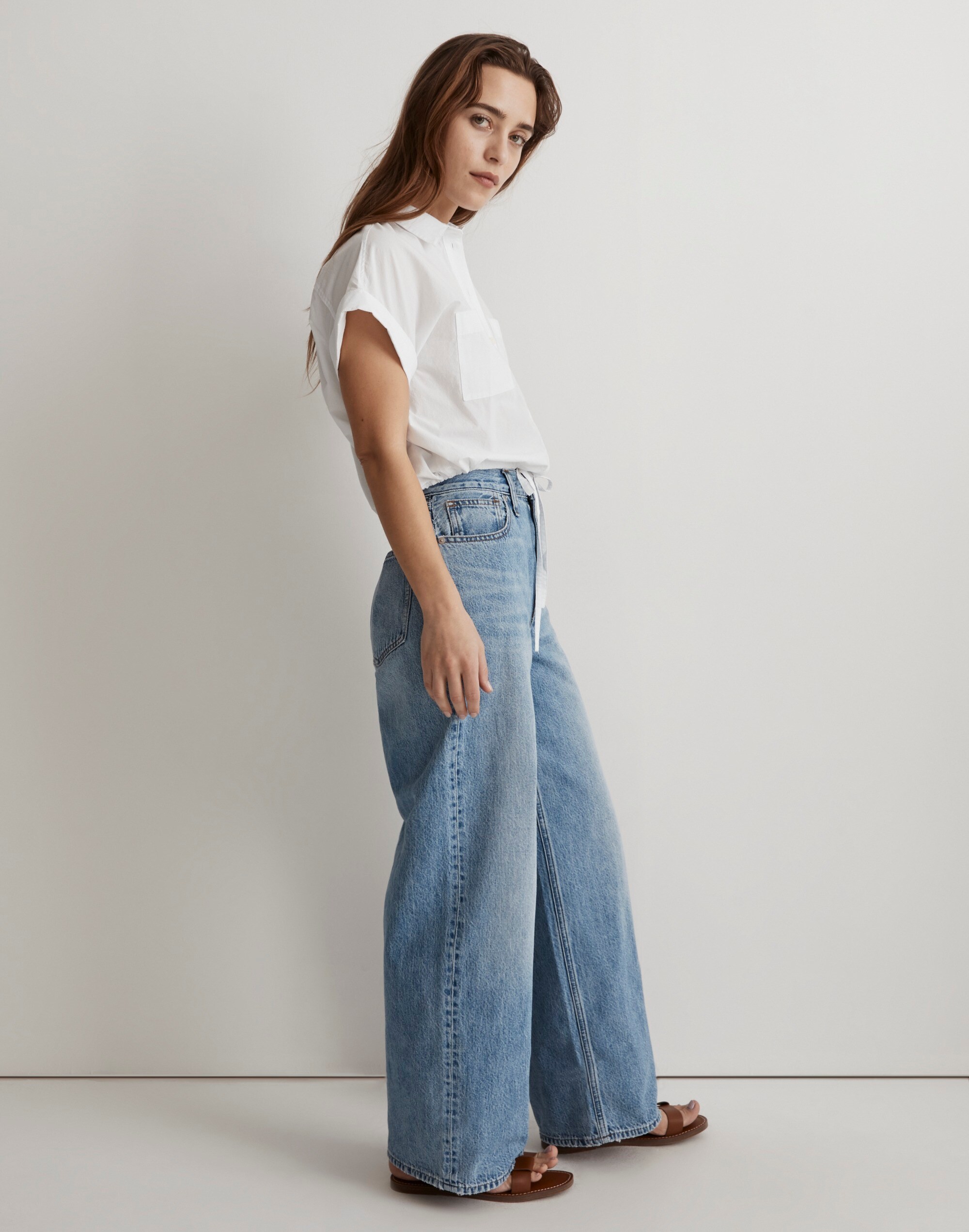 Signature Poplin Button-Up Drawstring Shirt