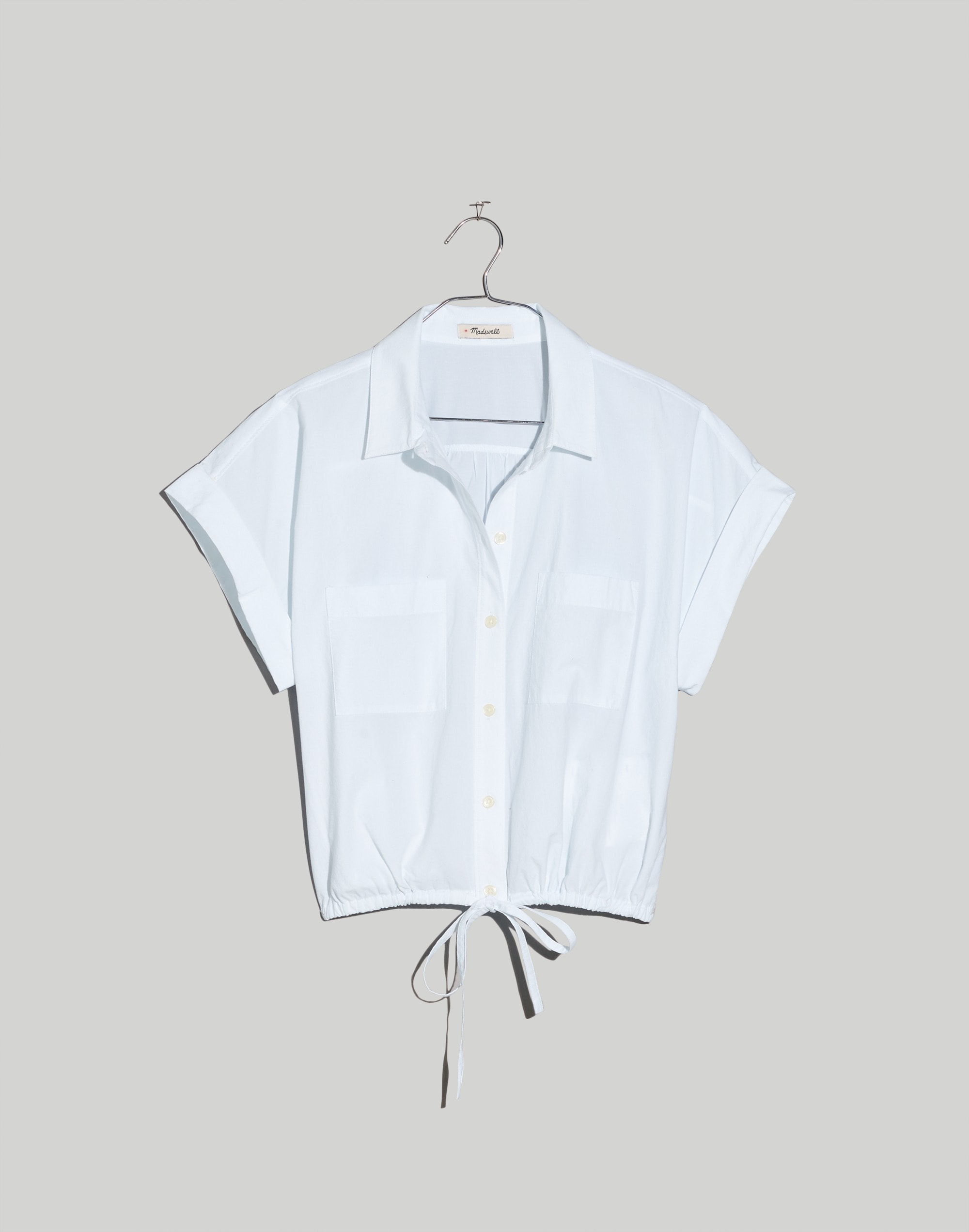 Signature Poplin Button-Up Drawstring Shirt
