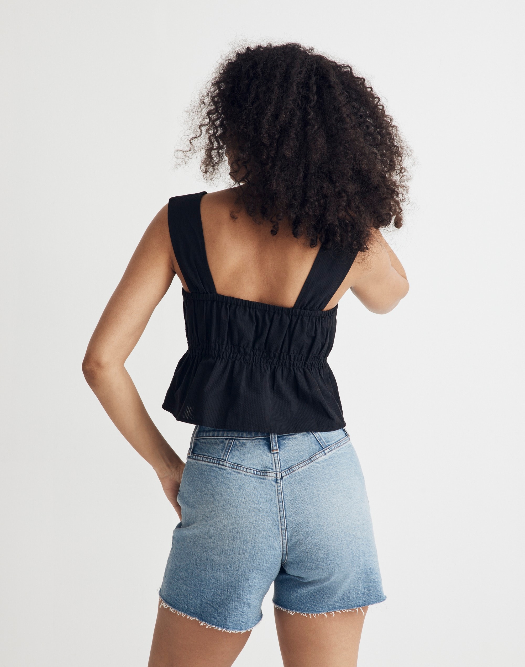 Smocked Tie-Front Tank Top