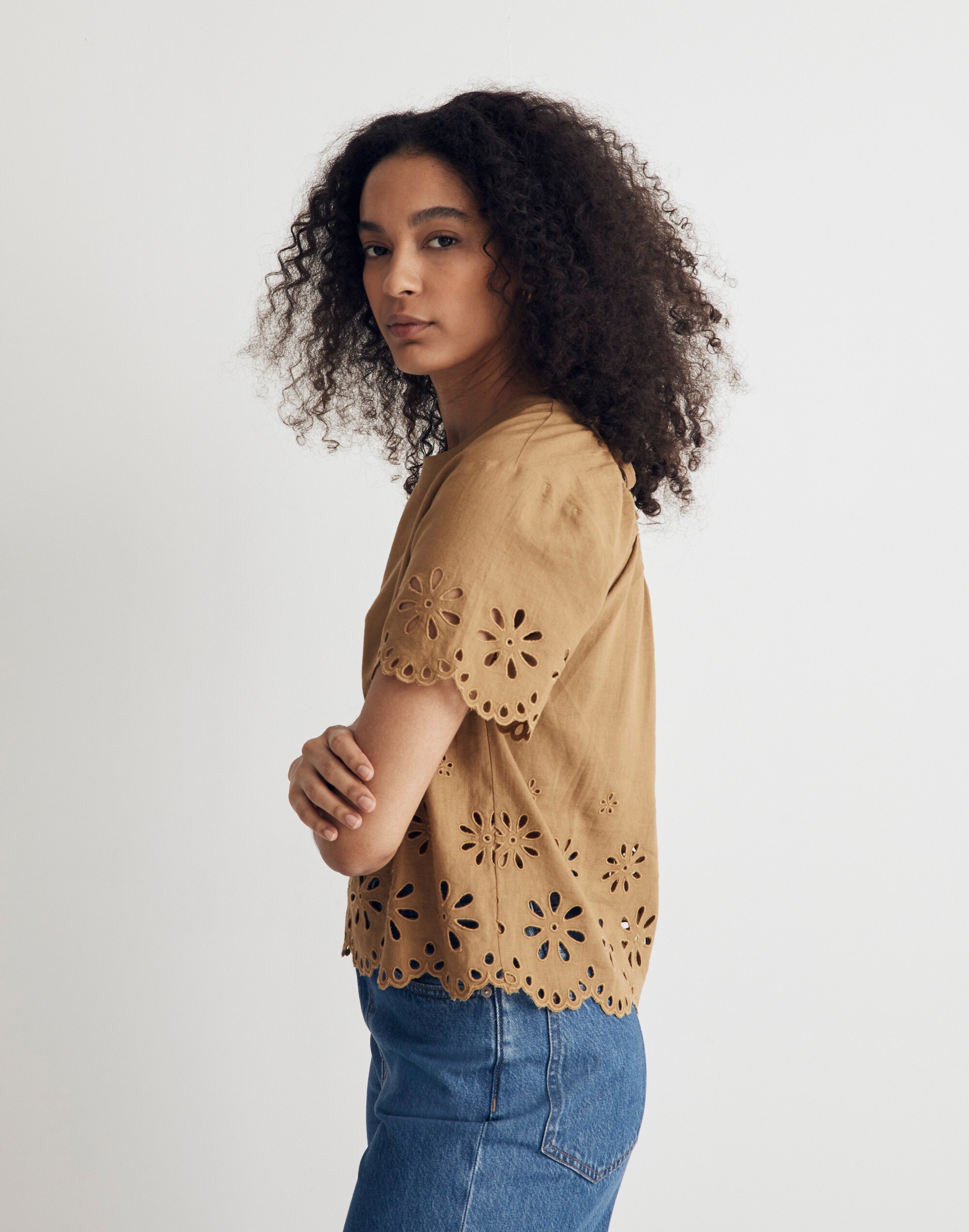 Floral Eyelet Crop Top