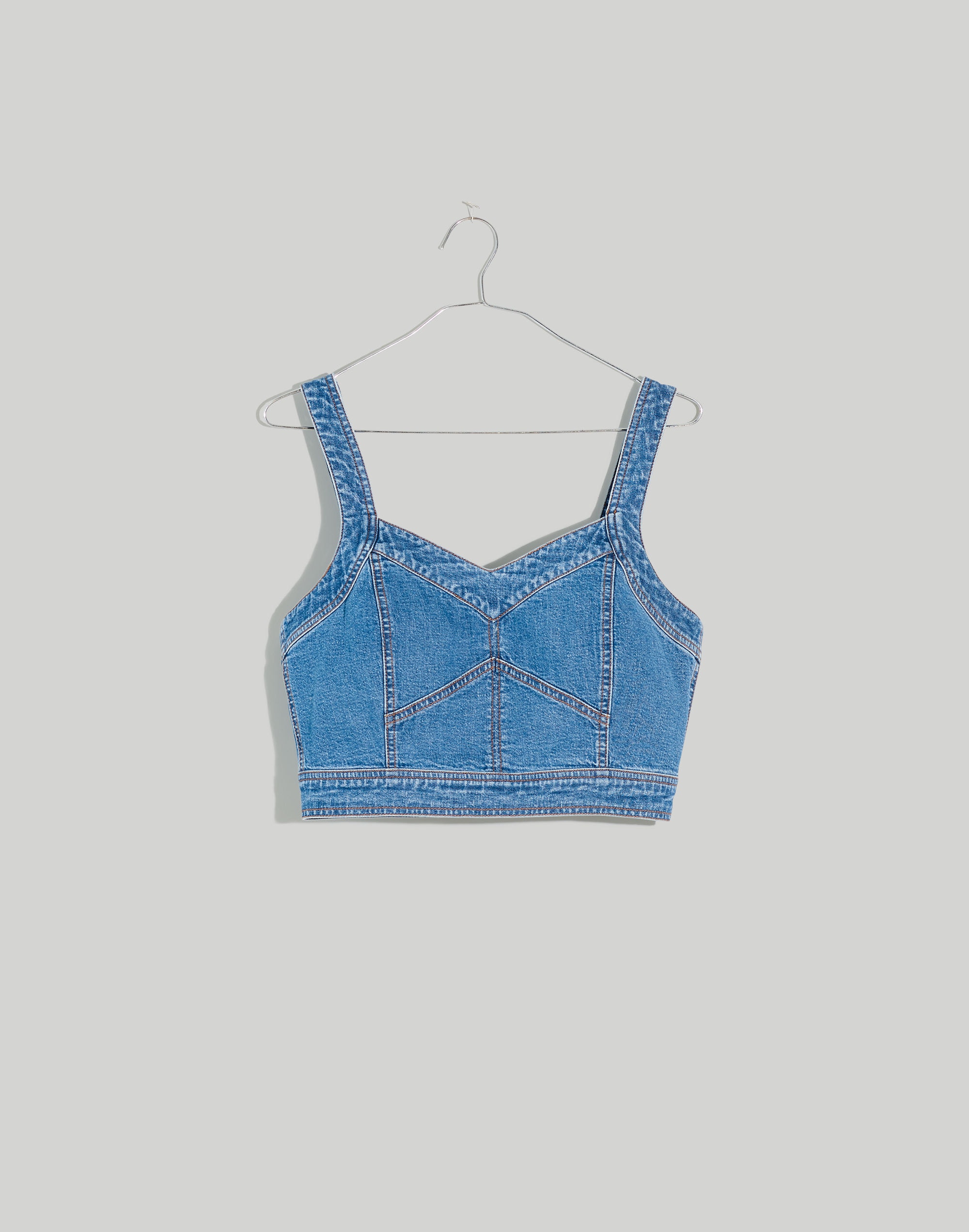 Cotton-Hemp Denim Supercrop Tank Top in Gabler Wash