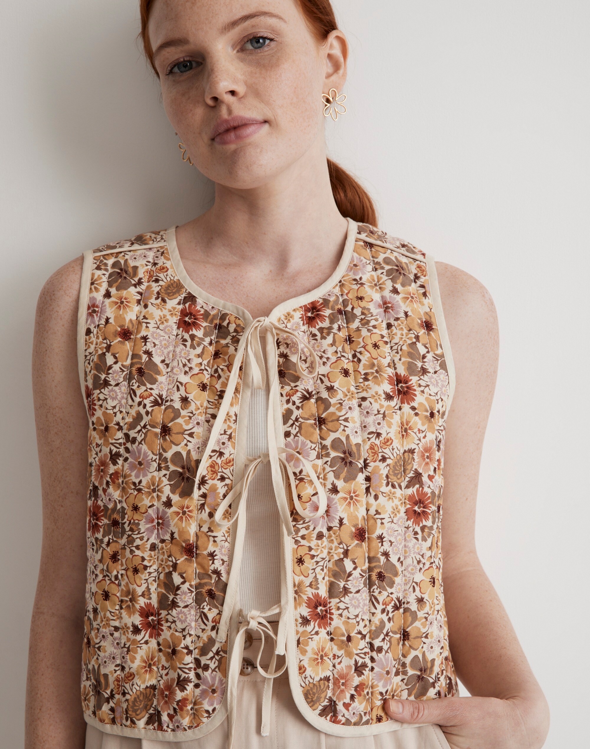 Reversible Tie-Front Vest Top in Flora Field Alternate Image 4