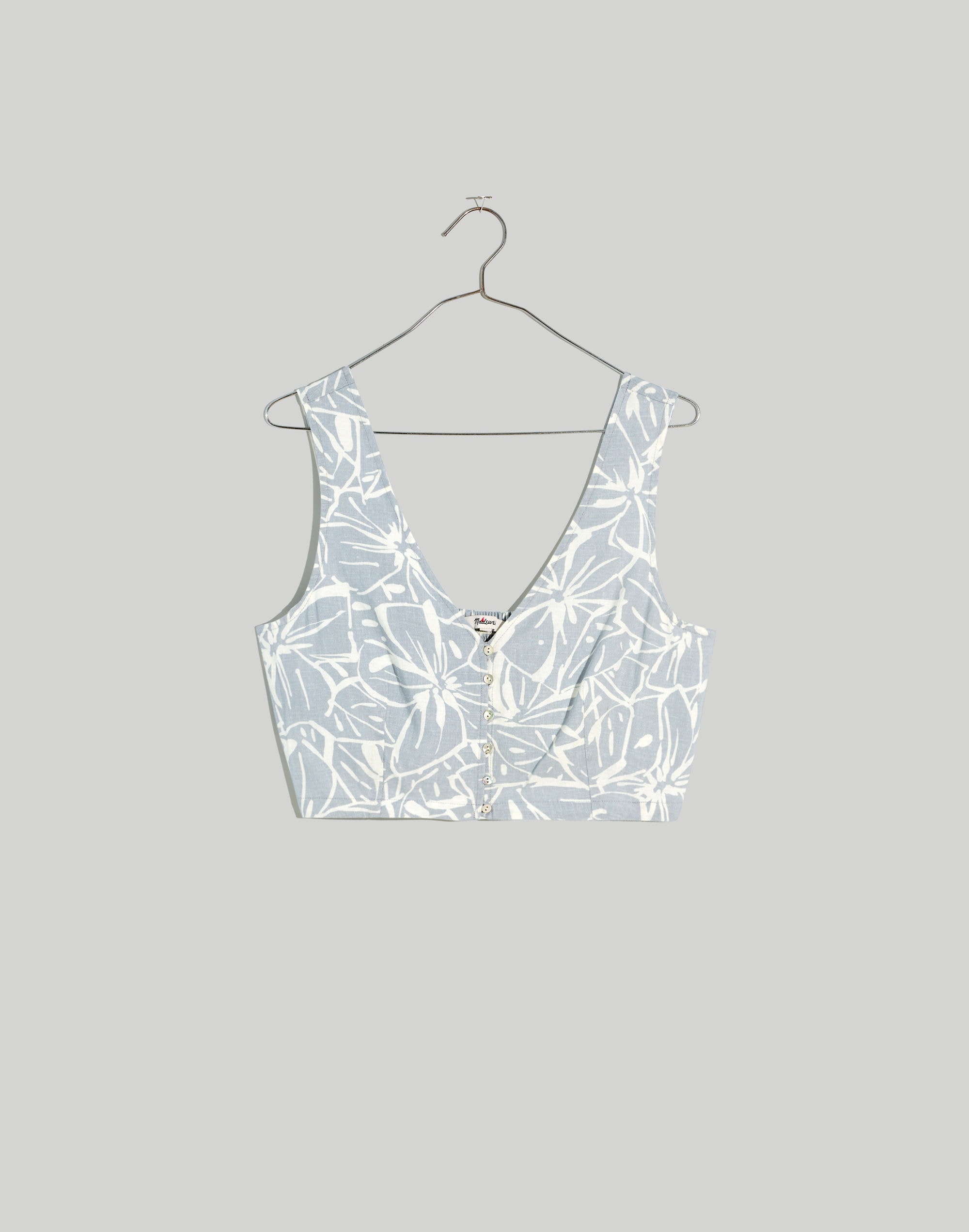 Linen-Blend Gwen Crop Vest Top Abstract Flora