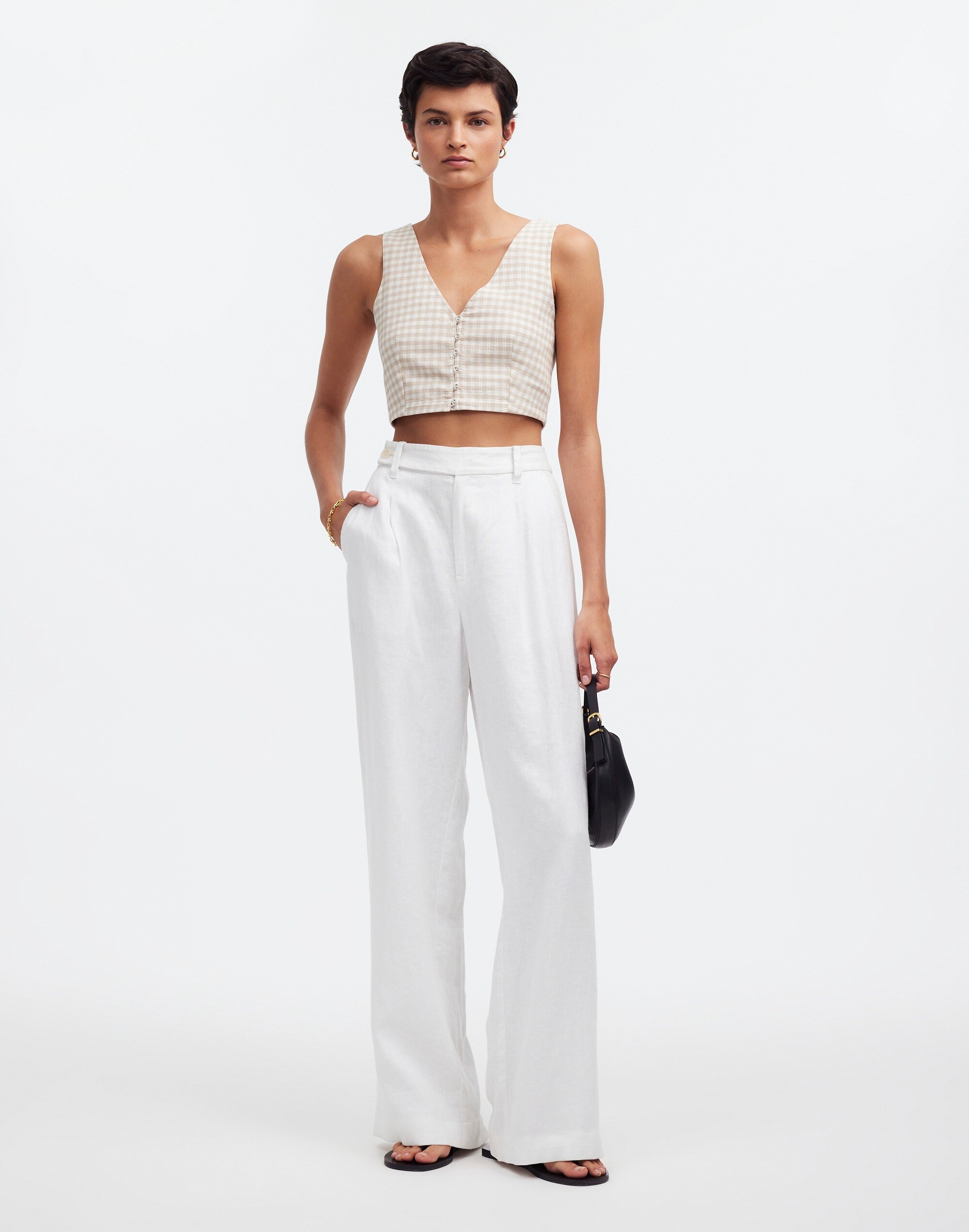 Gwen Crop Vest Top in Check