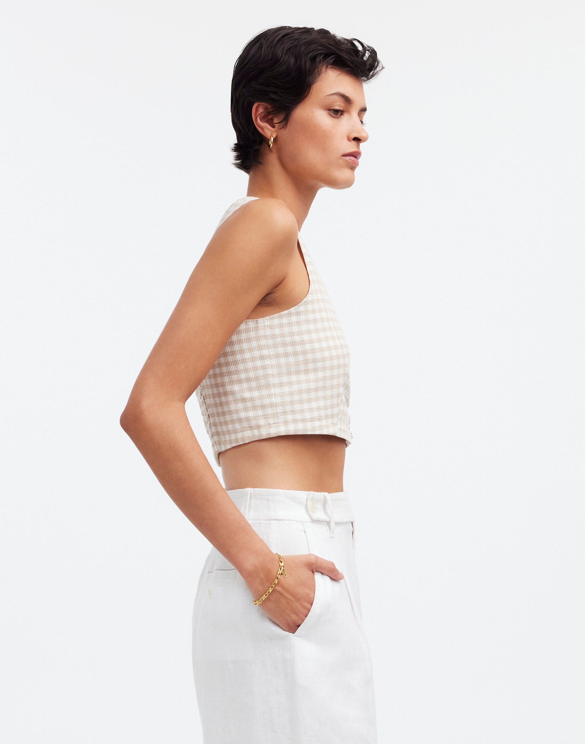 Gwen Crop Vest Top in Check