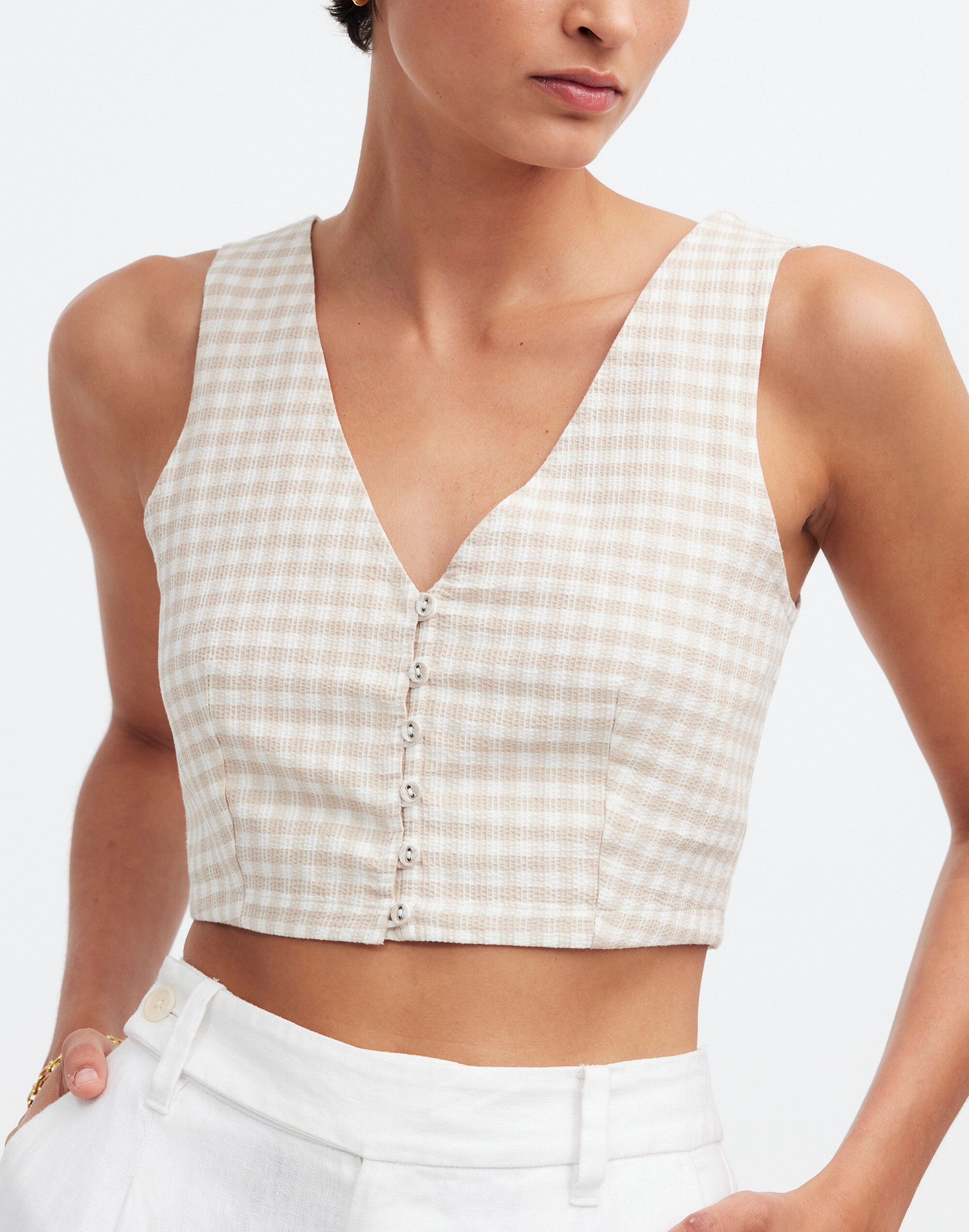 Gwen Crop Vest Top in Check