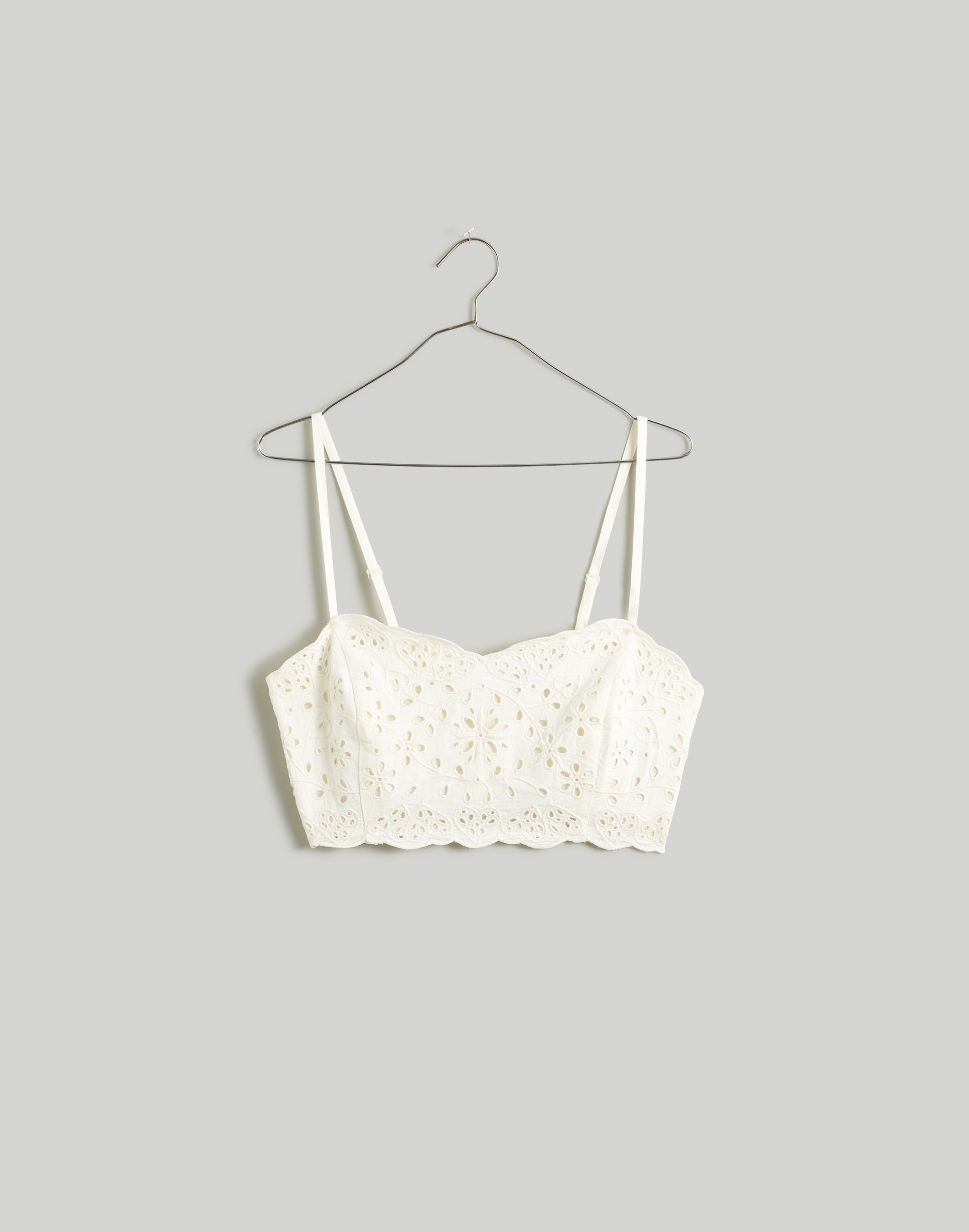 Eyelet Linen-Blend Crop Tank Top