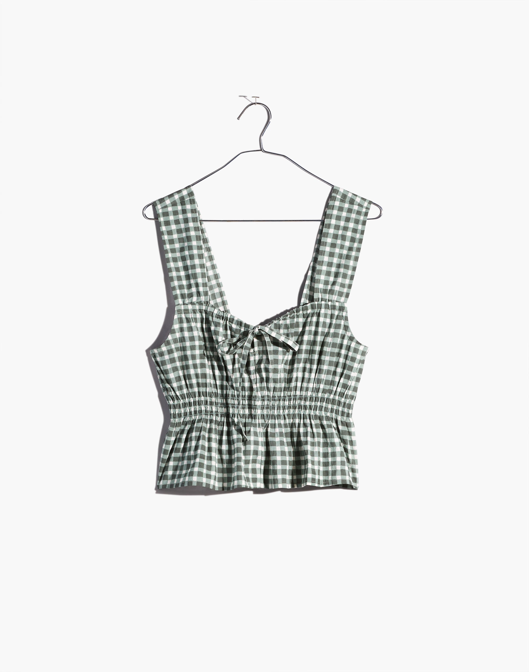 Smocked Peplum Tank Top in Gingham