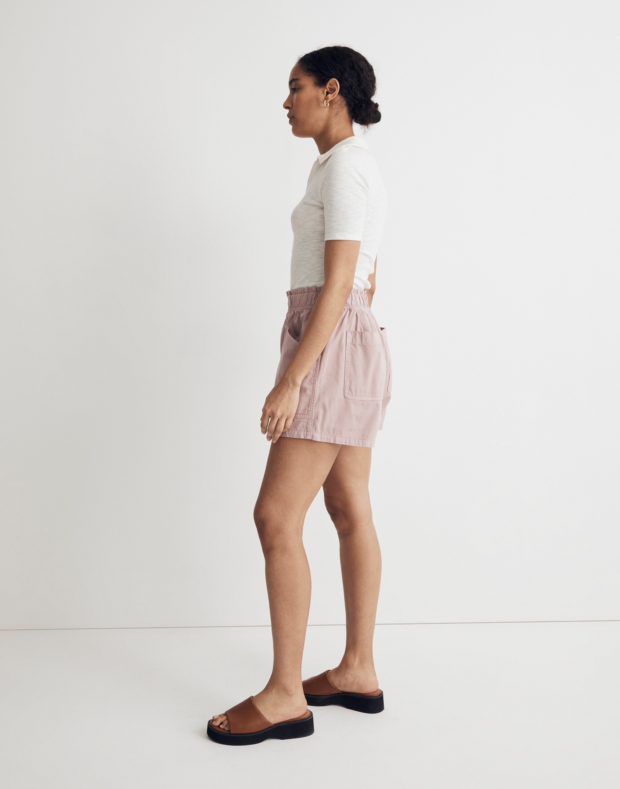 Denim Pull-On Paperbag Utility Shorts: Garment-Dyed Edition