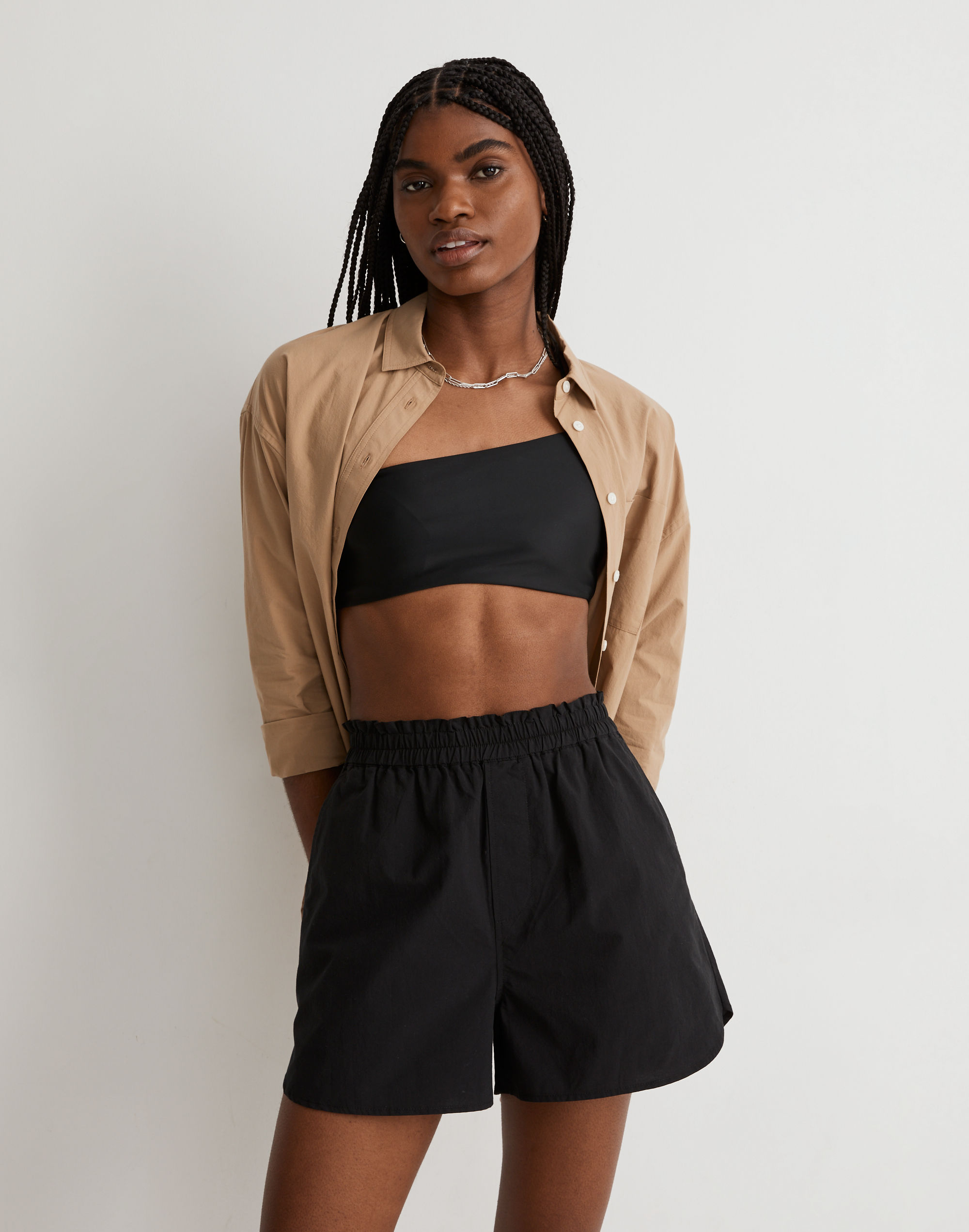 pull-on shorts in signature poplin