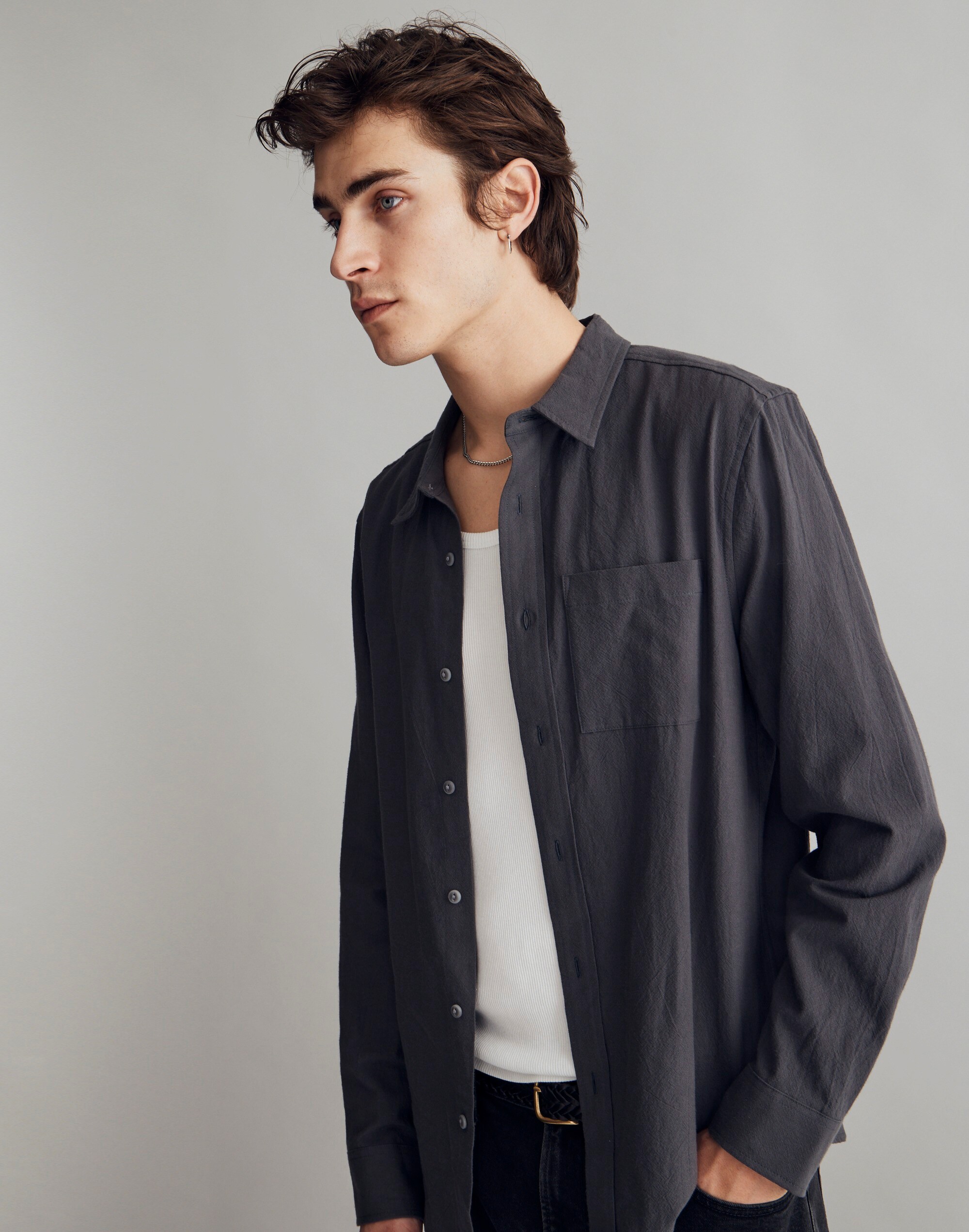 Crinkle Cotton Perfect Long-Sleeve Shirt