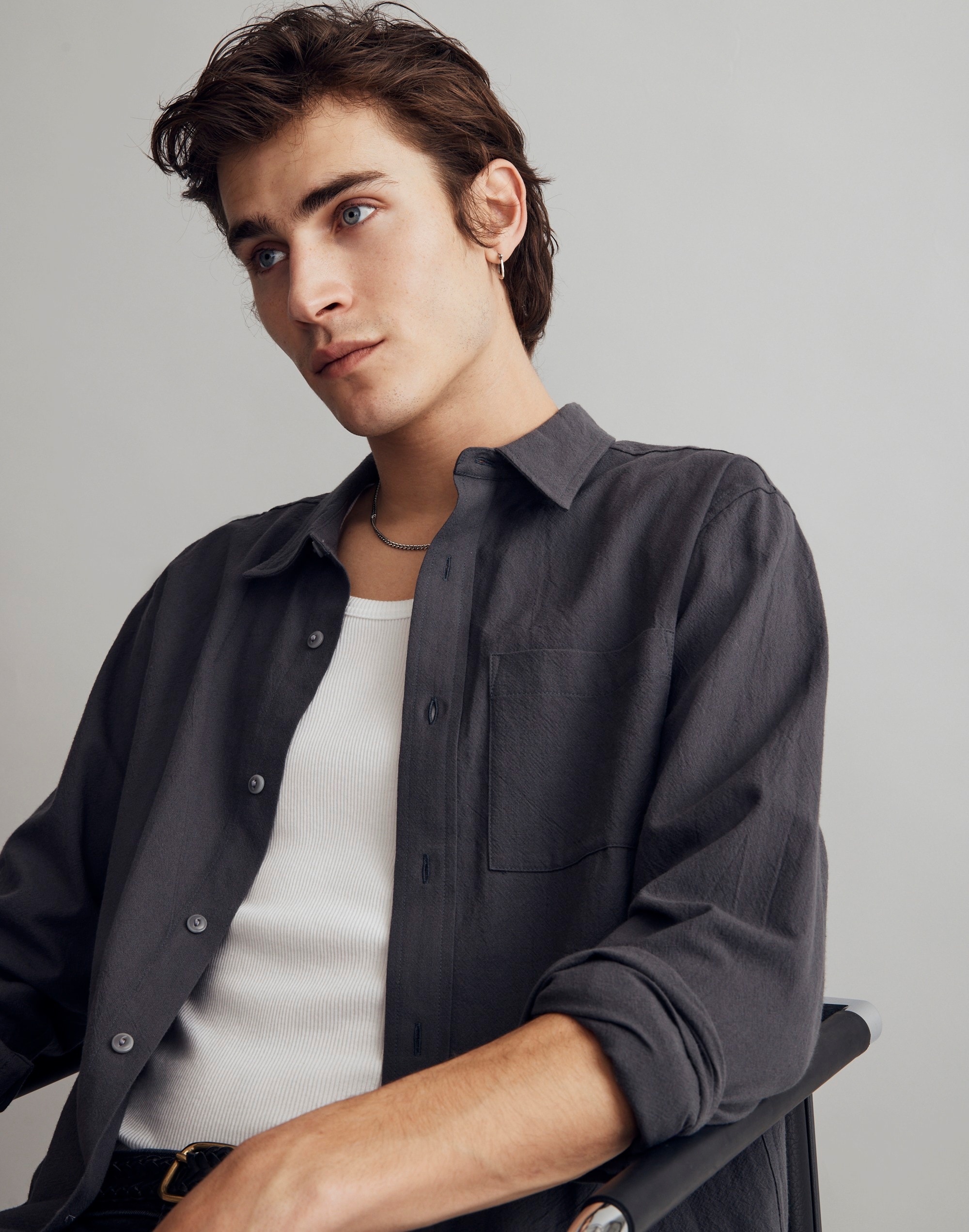 Crinkle Cotton Perfect Long-Sleeve Shirt