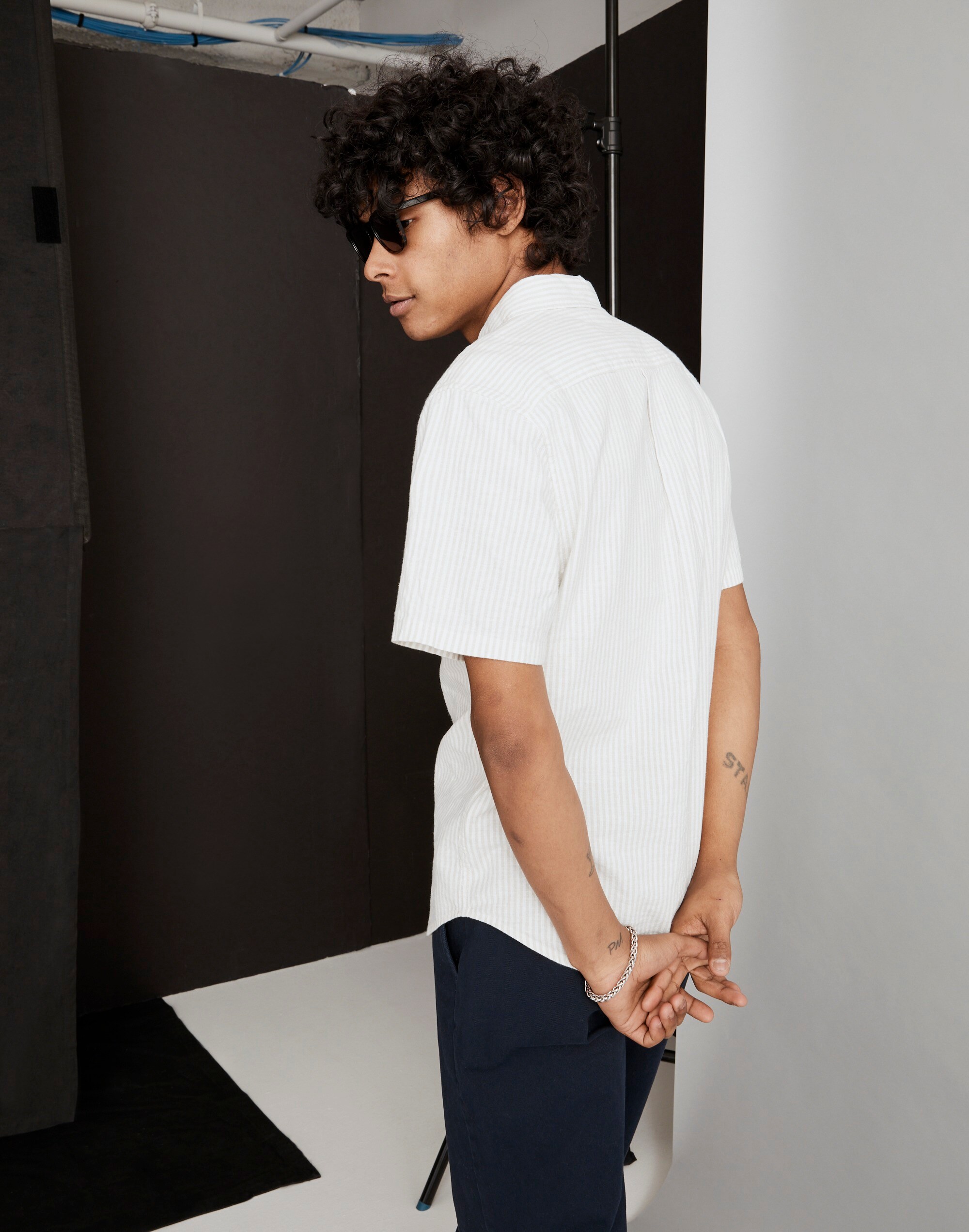 Hemp-Cotton Perfect Short-Sleeve Shirt in Stripe