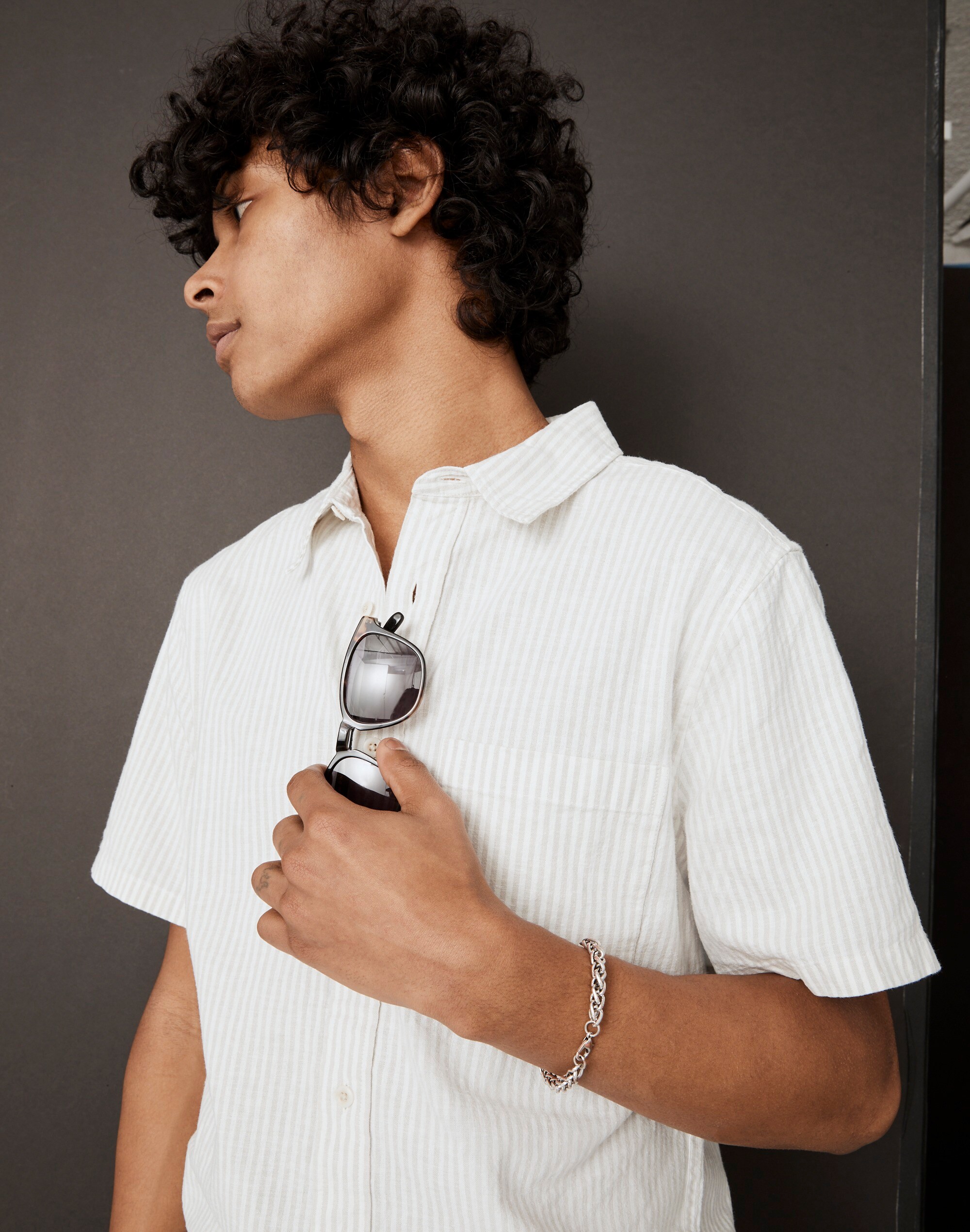 Hemp-Cotton Perfect Short-Sleeve Shirt in Stripe