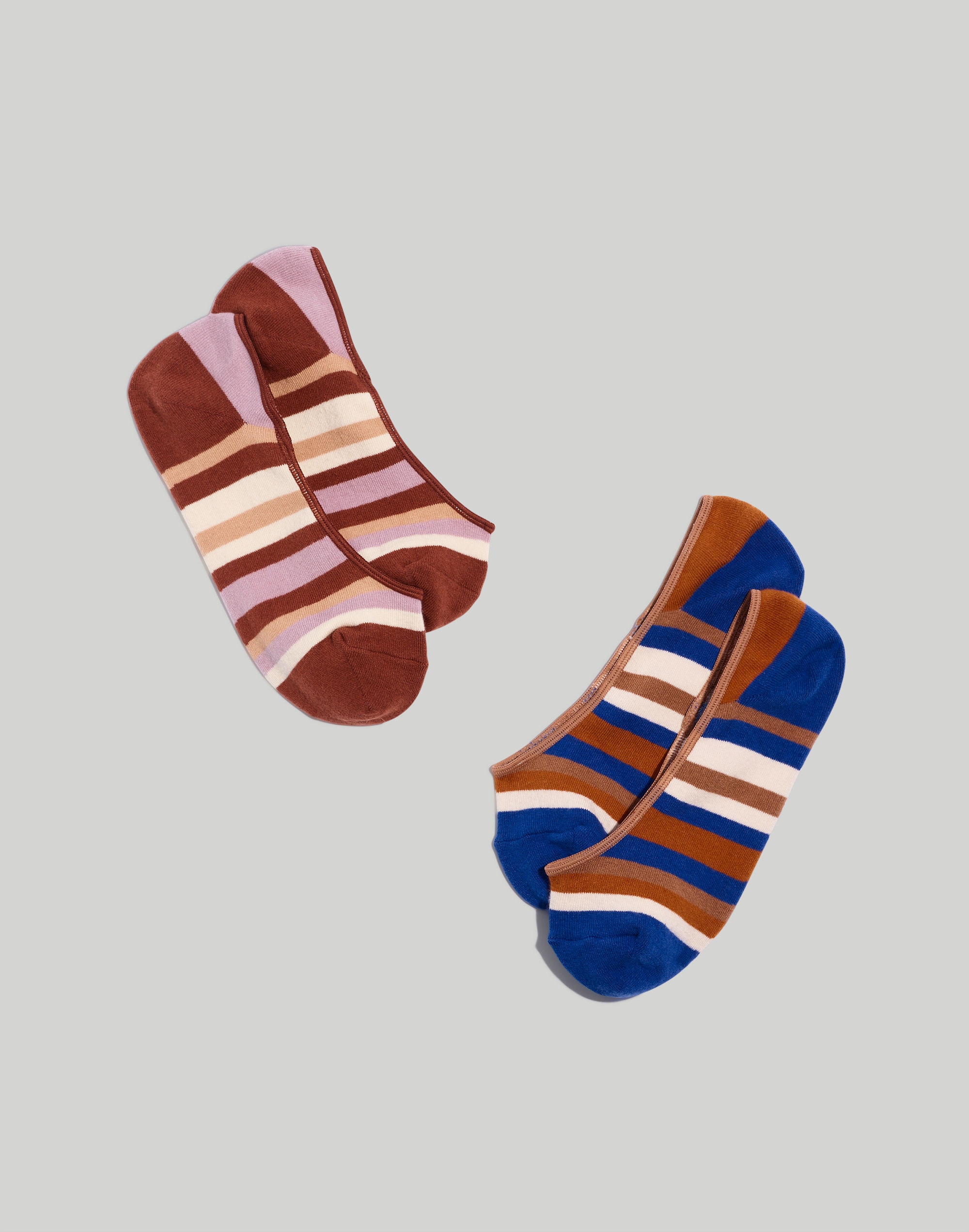 two-pack stripe low-profile socks
