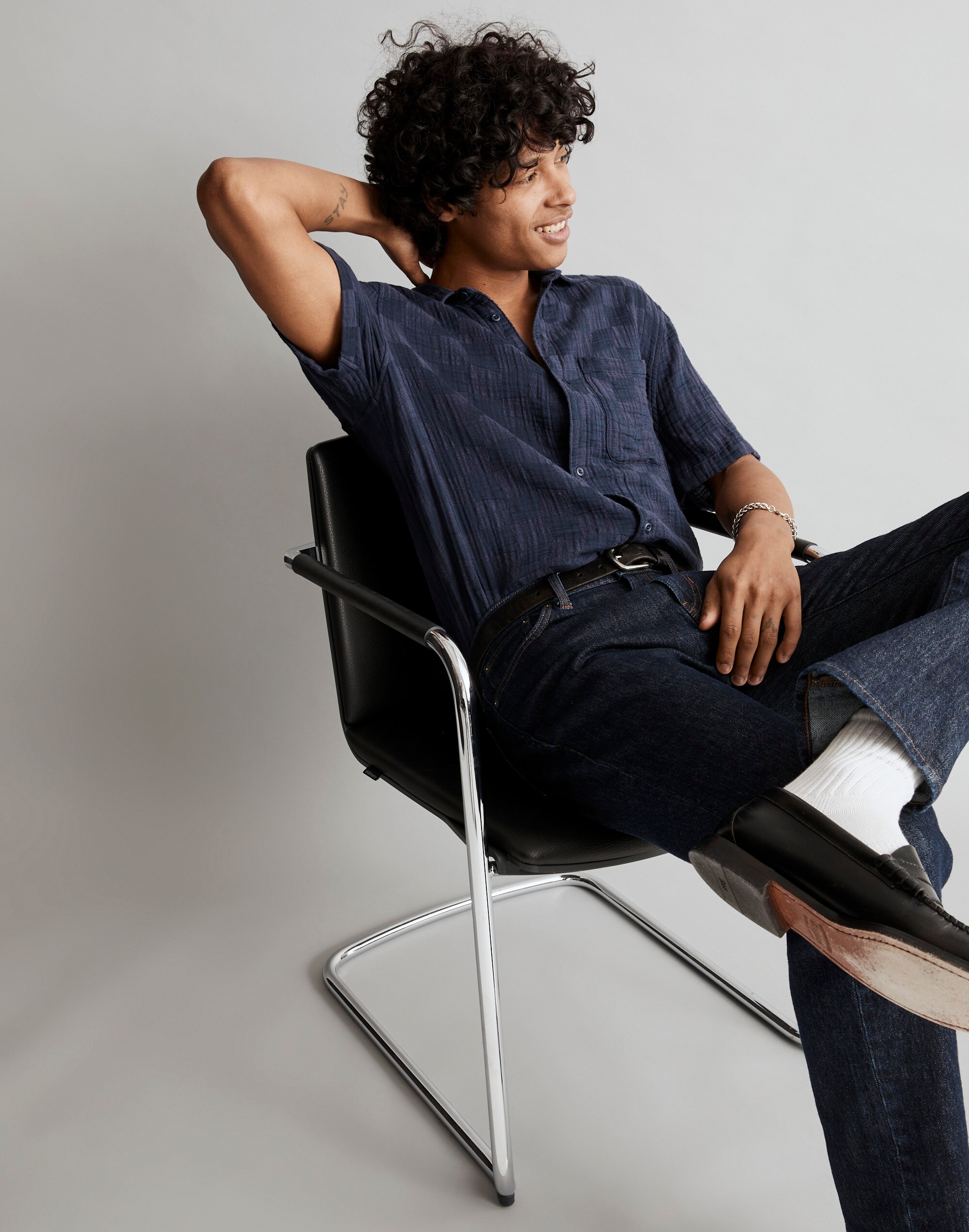 Easy Short-Sleeve Shirt in Checkerboard