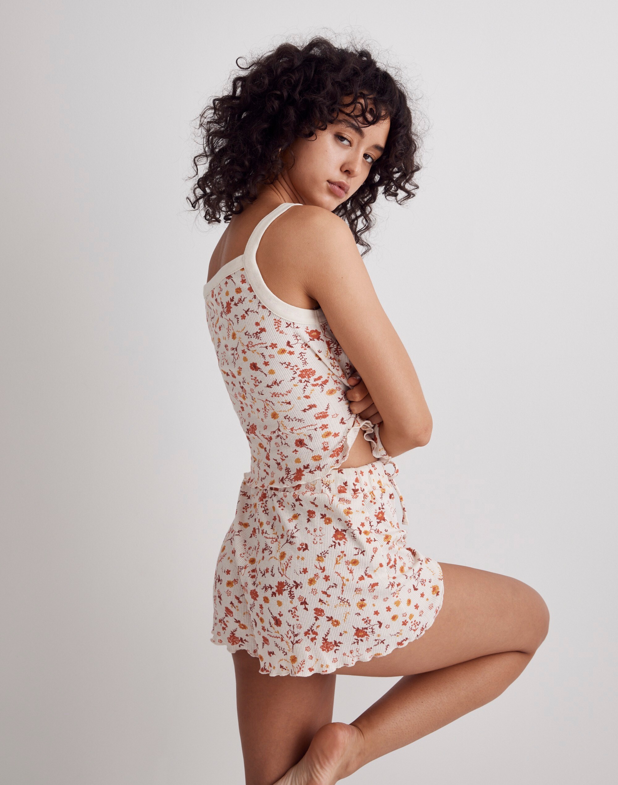 Pointelle Floral Pajama Set