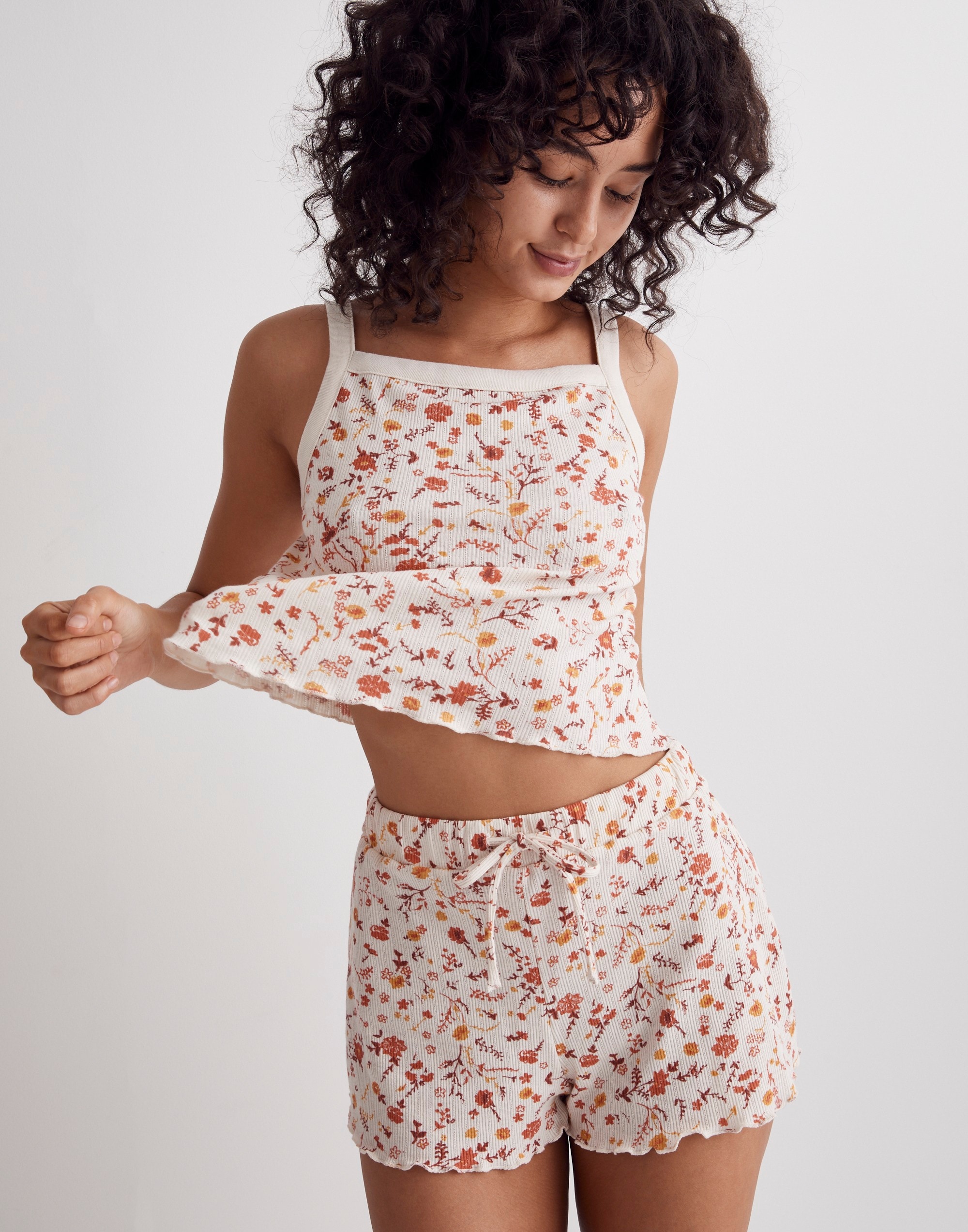 Pointelle Floral Pajama Set
