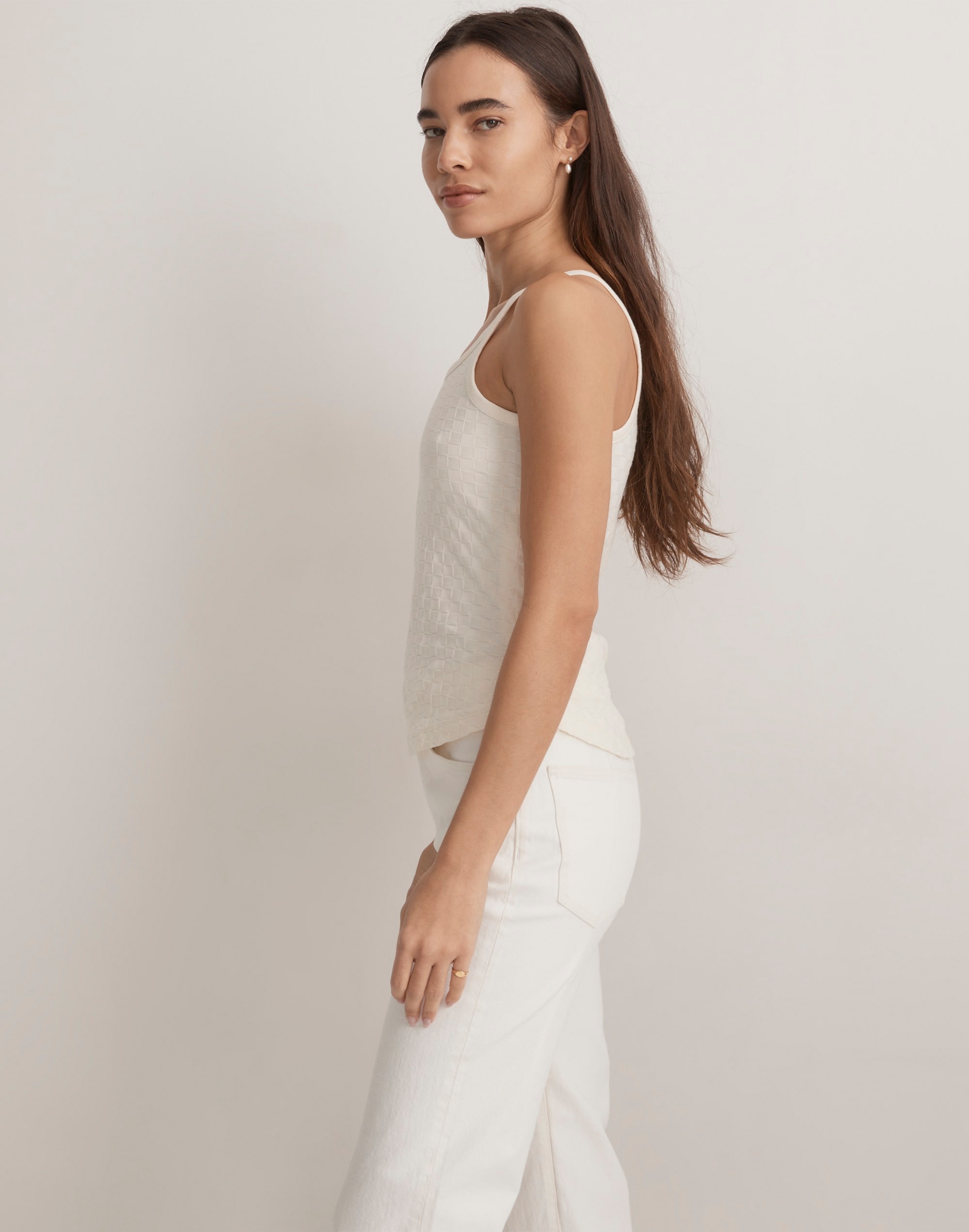 Cami Tank Top in Checkerboard Jacquard