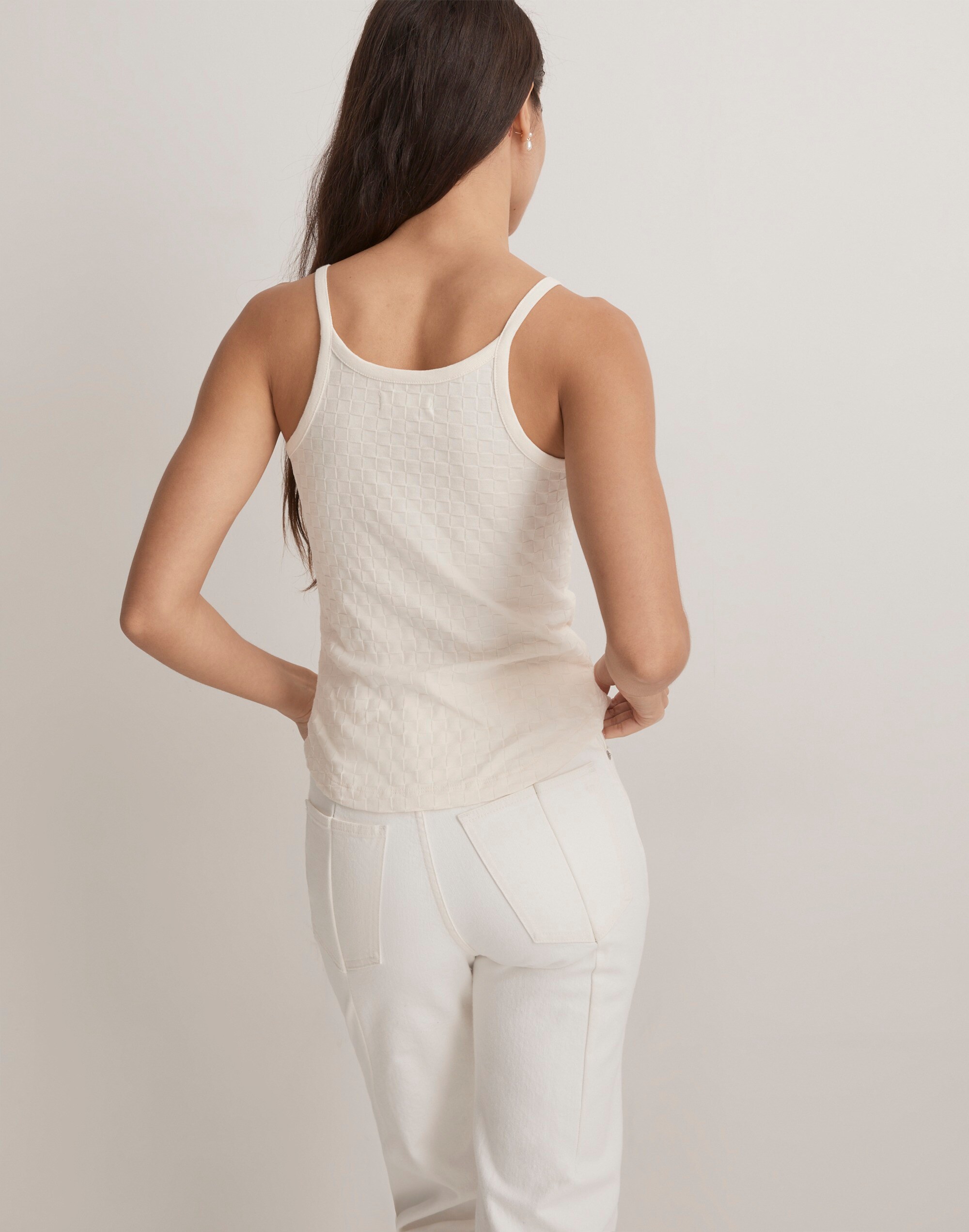 Cami Tank Top in Checkerboard Jacquard