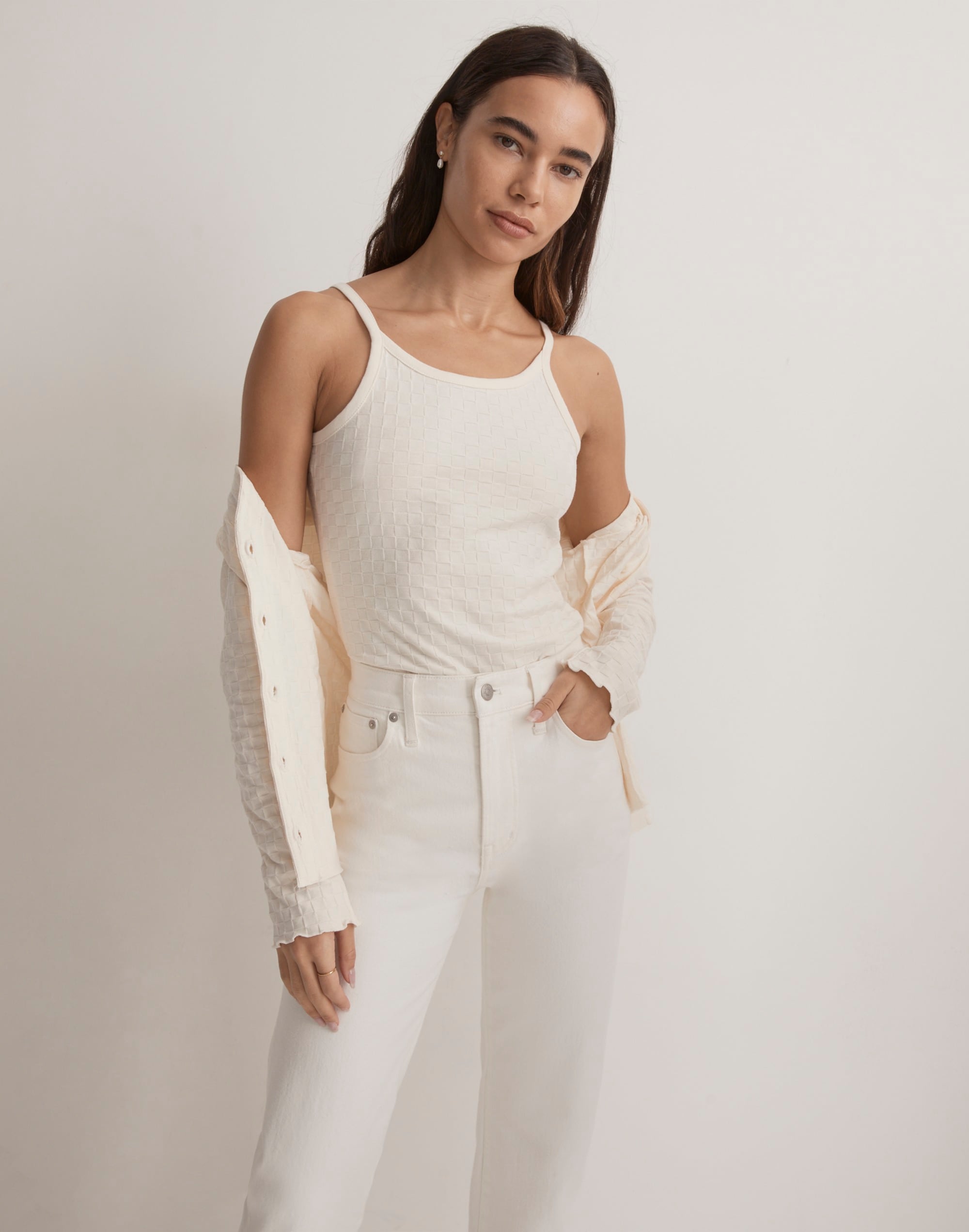 Cami Tank Top in Checkerboard Jacquard