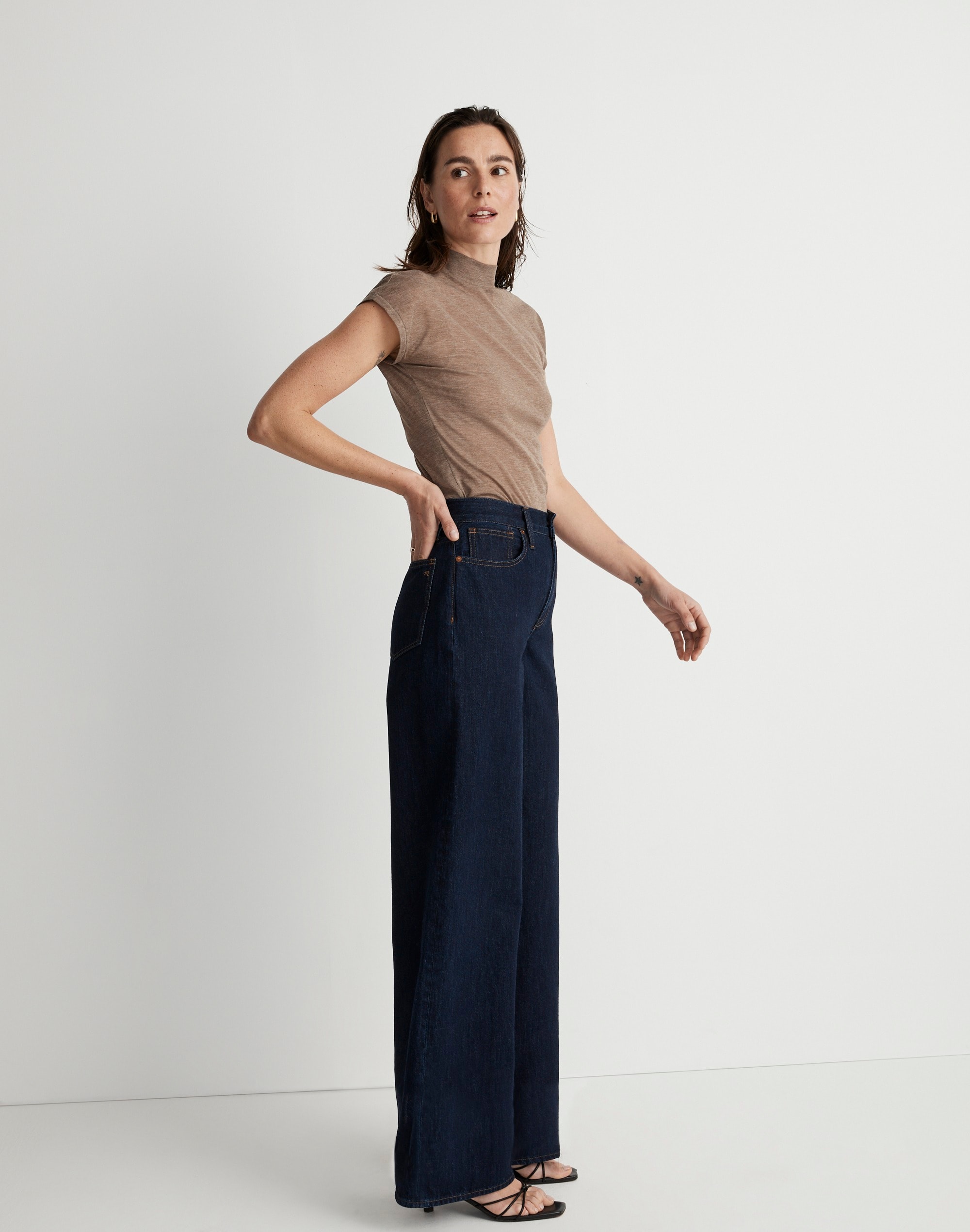 Sheer Ribbed Mockneck Tee