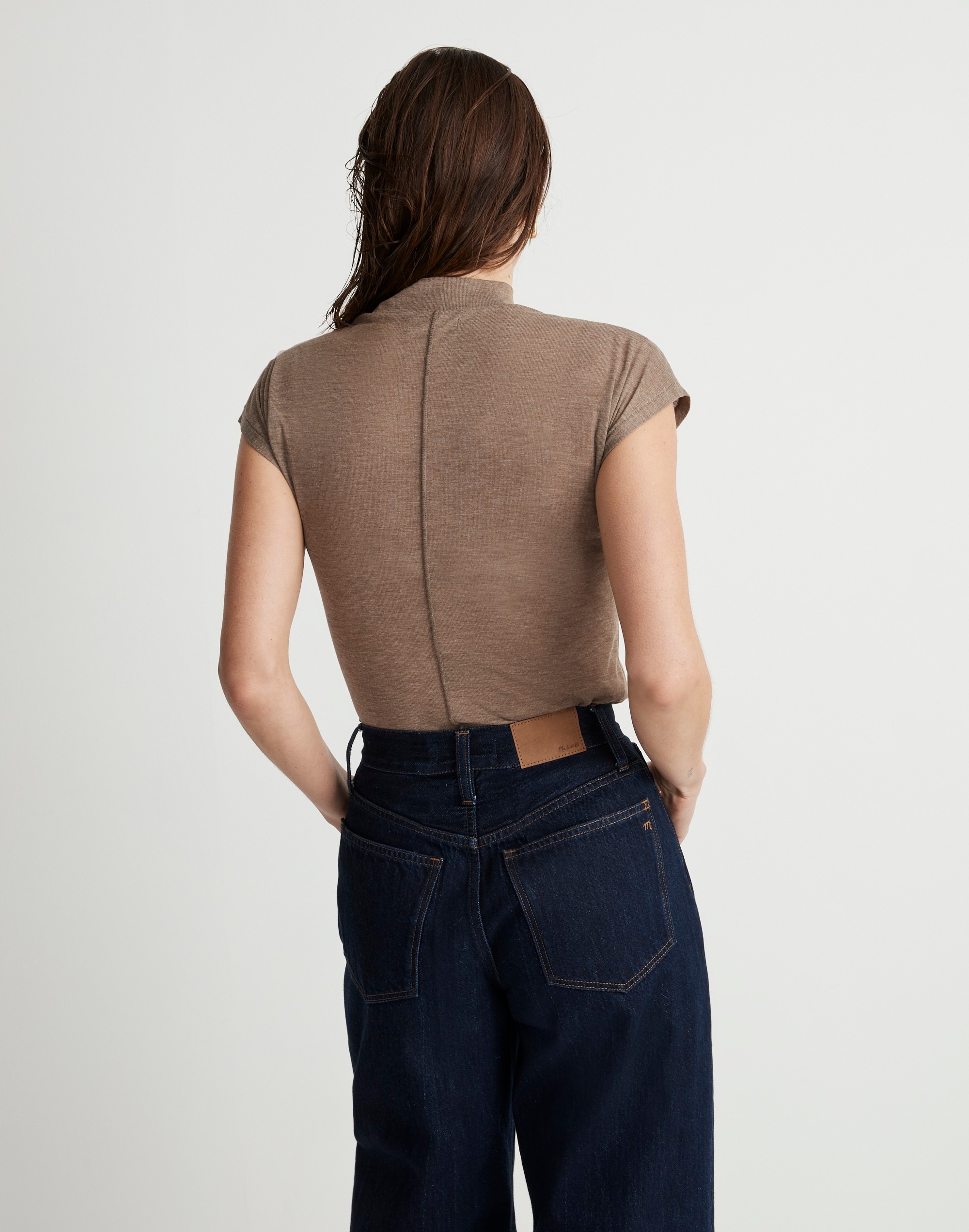 Sheer Ribbed Mockneck Tee