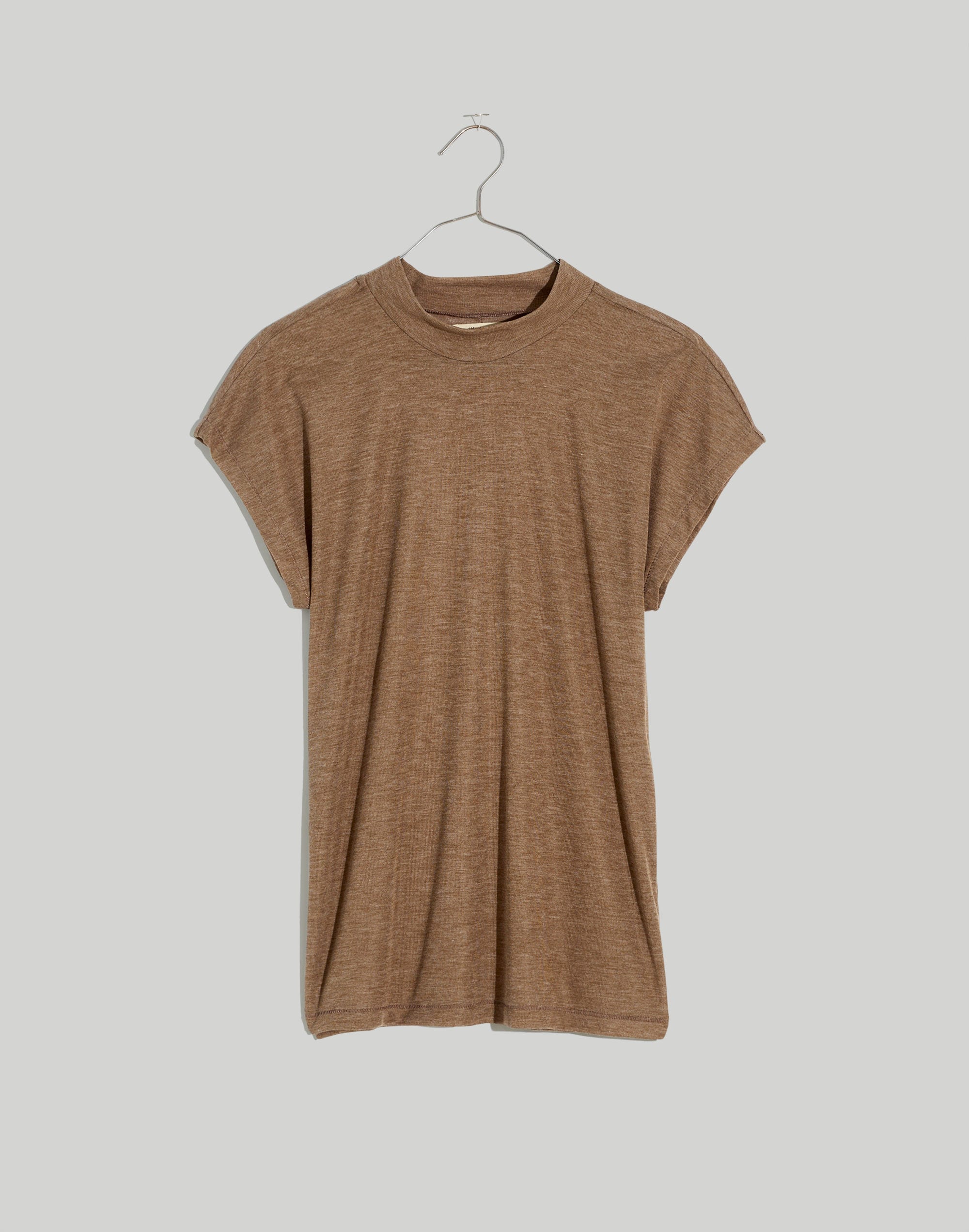 Sheer Ribbed Mockneck Tee