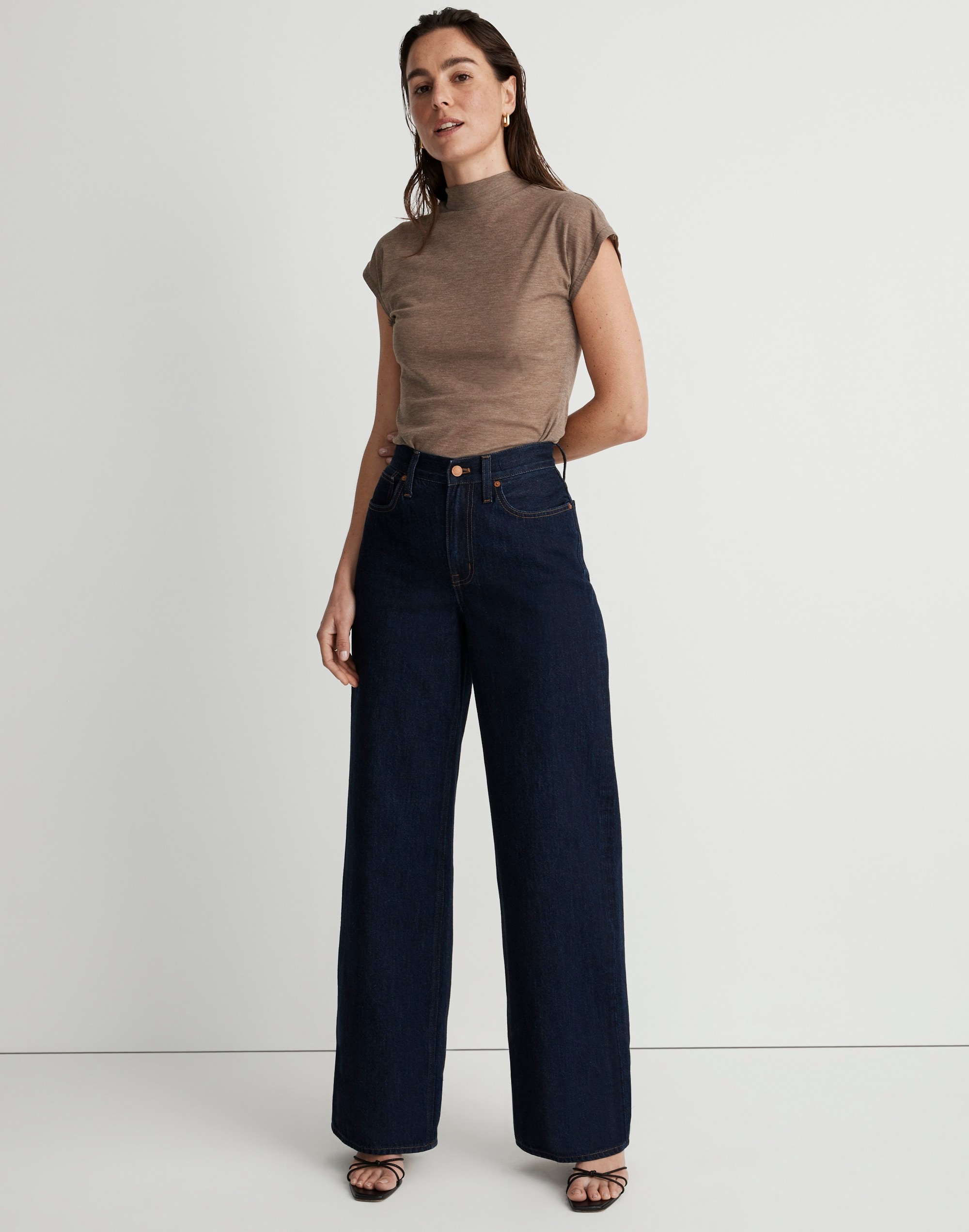 Sheer Ribbed Mockneck Tee