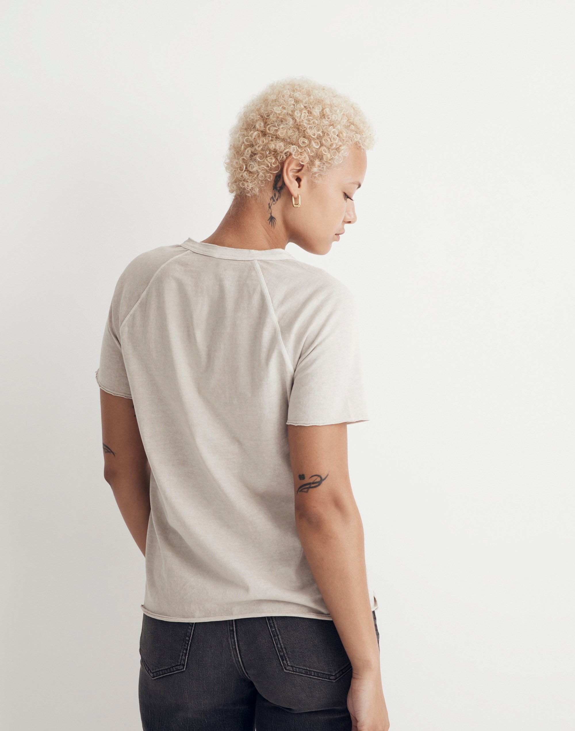 Garment-Dyed Raglan Henley Tee