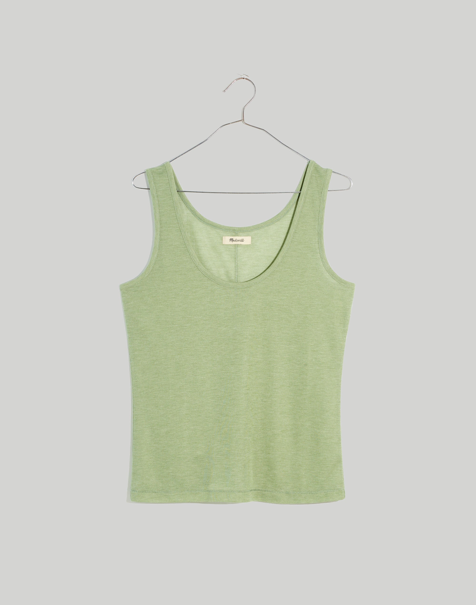 Sheer Ribbed Scoopneck Tank Top