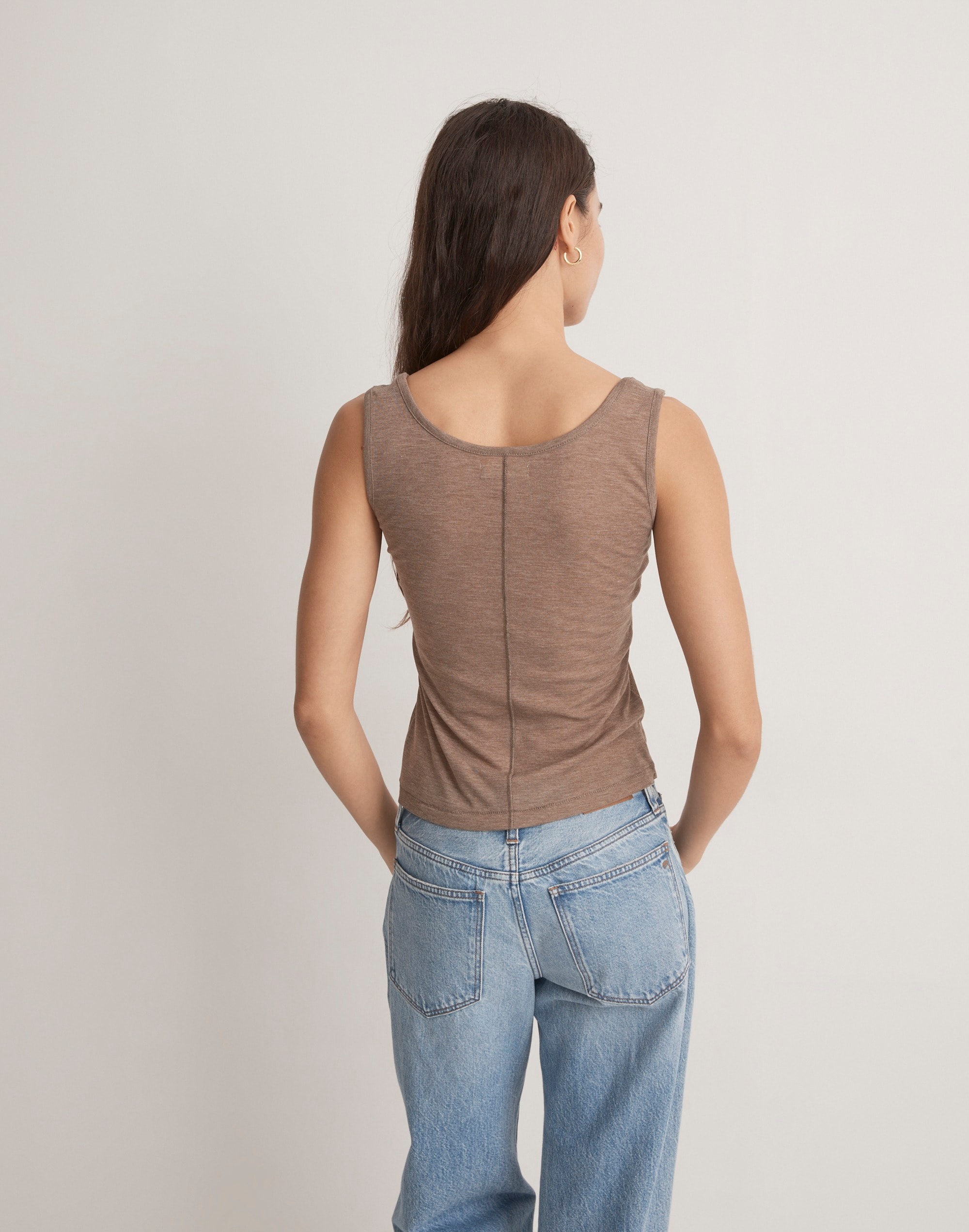 Sheer Ribbed Scoopneck Tank Top