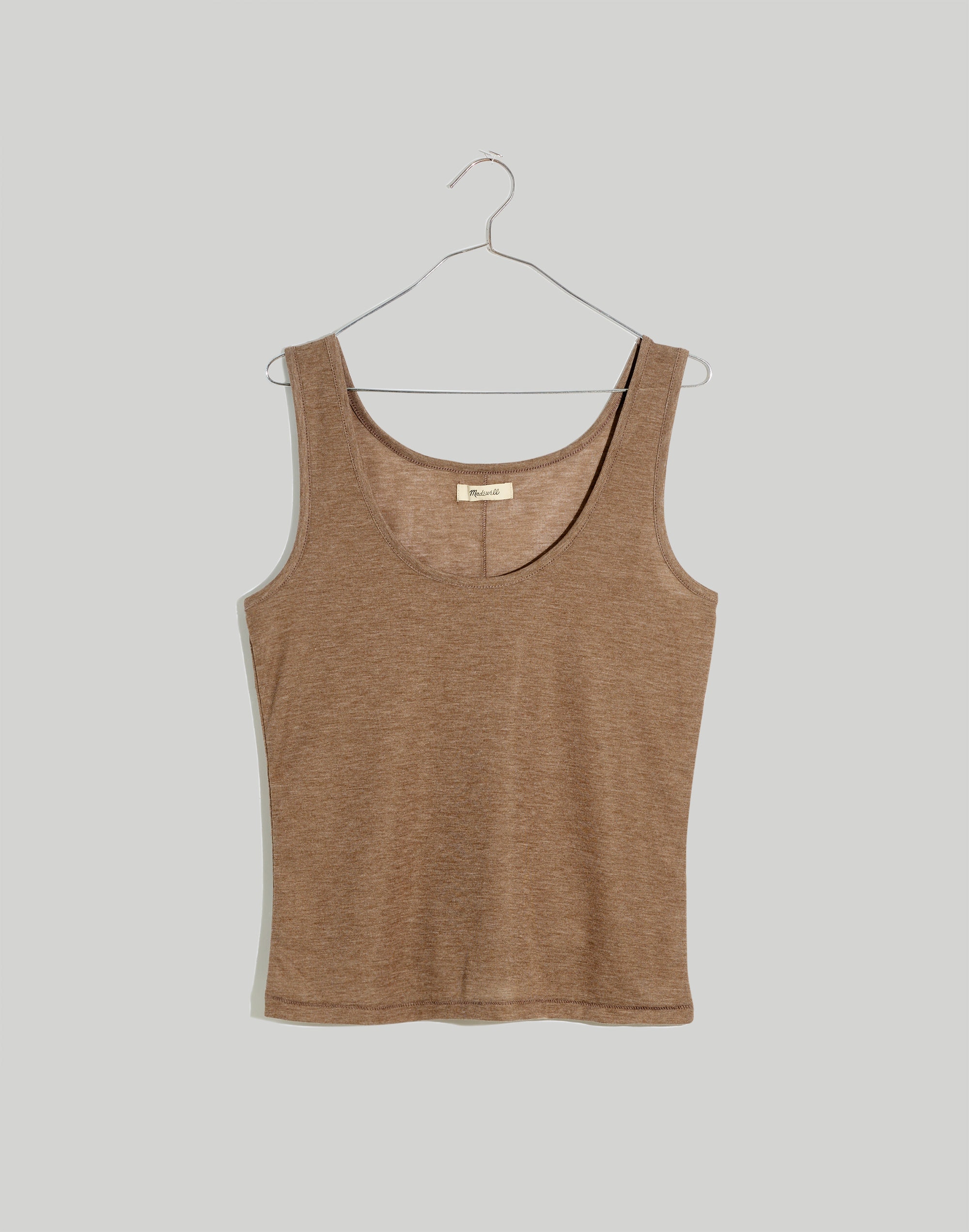 Sheer Ribbed Scoopneck Tank Top