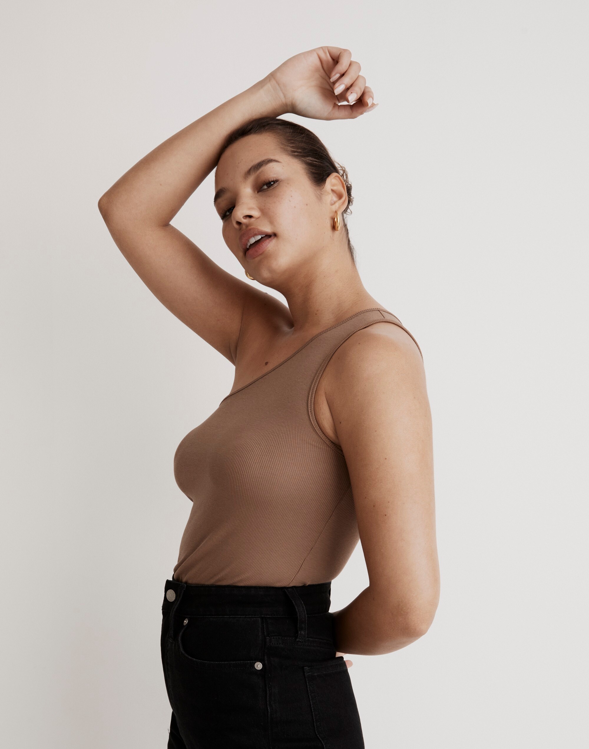 Supima&reg; Rib One-Shoulder Tank