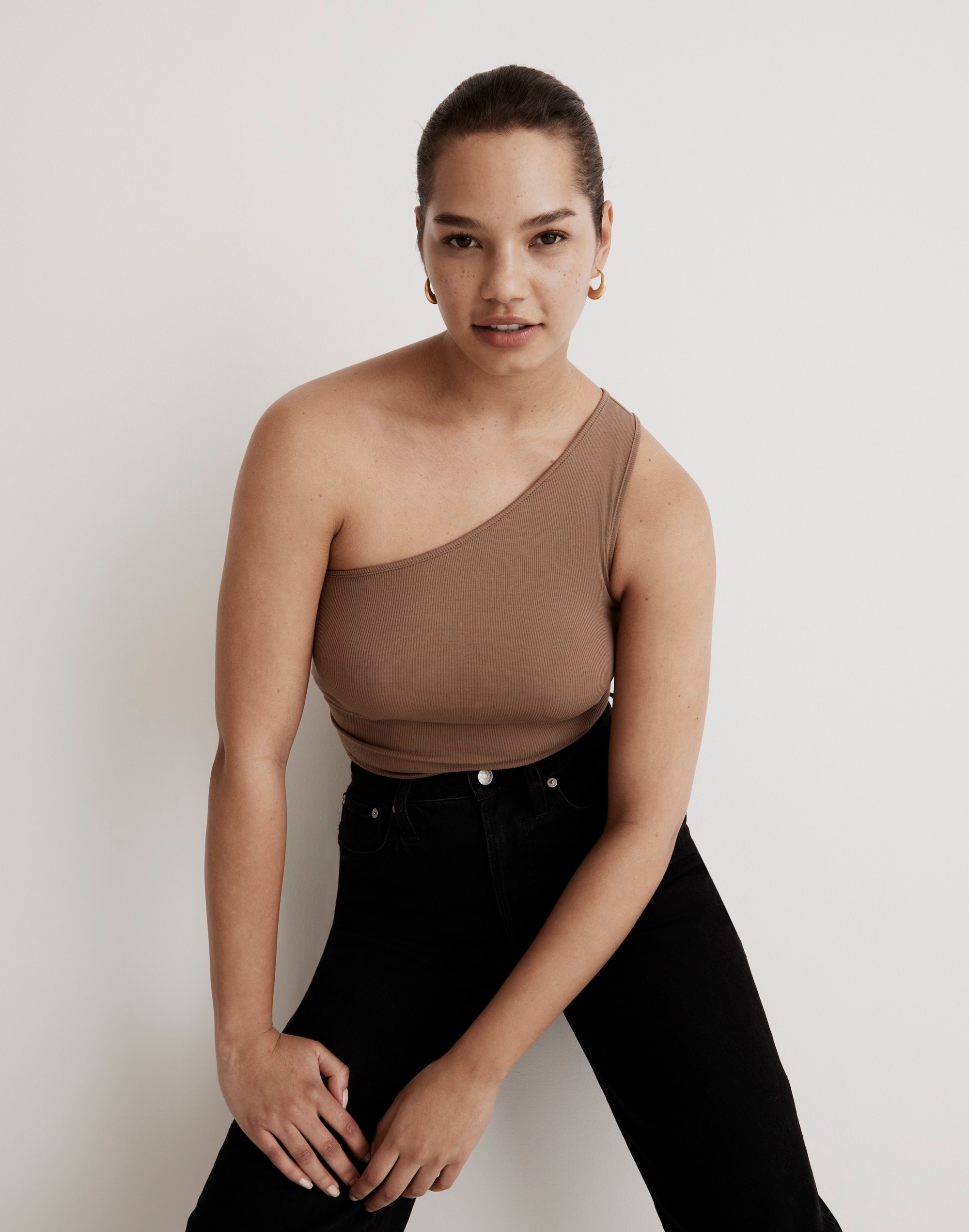 Supima&reg; Rib One-Shoulder Tank