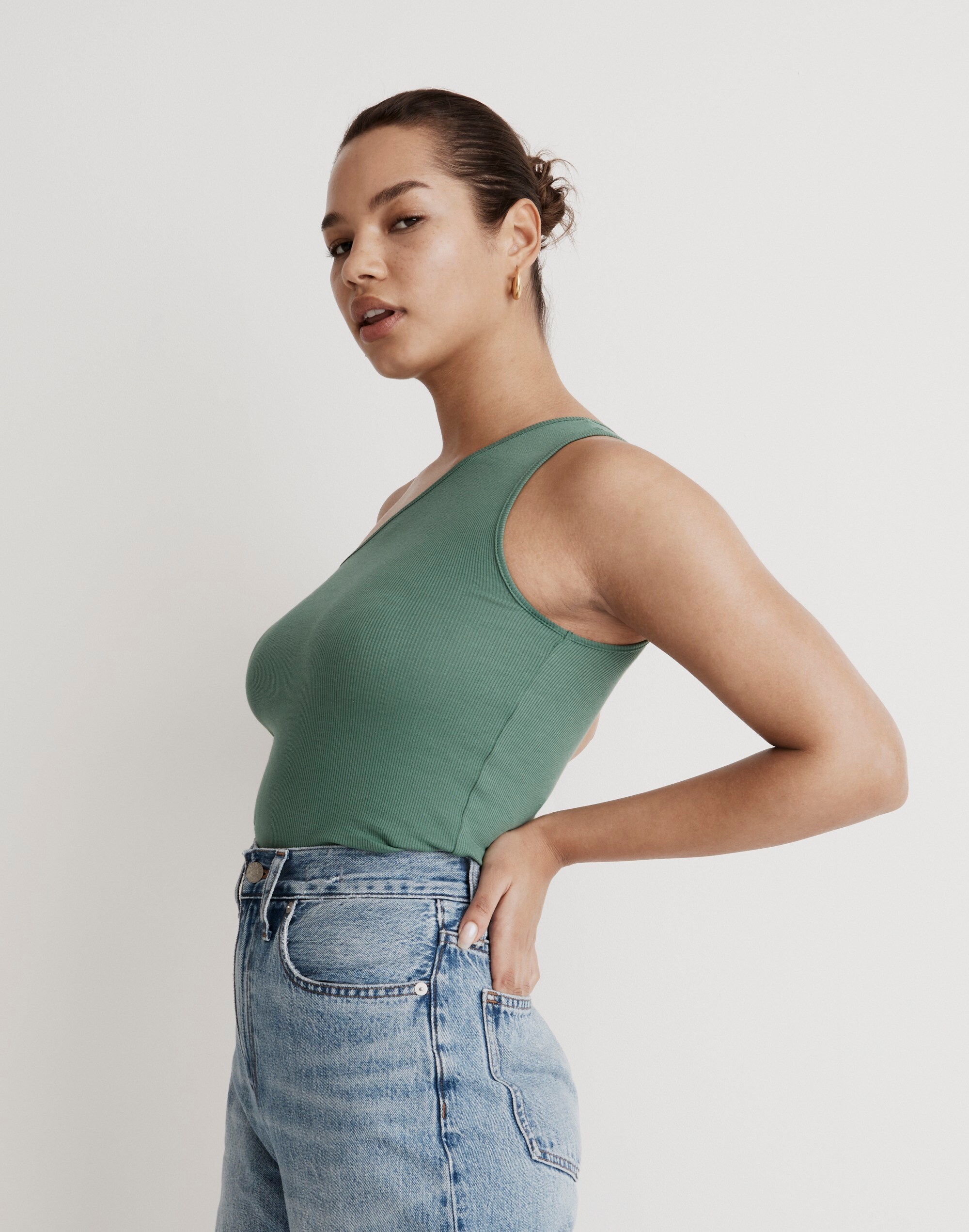 Supima&reg; Rib One-Shoulder Tank