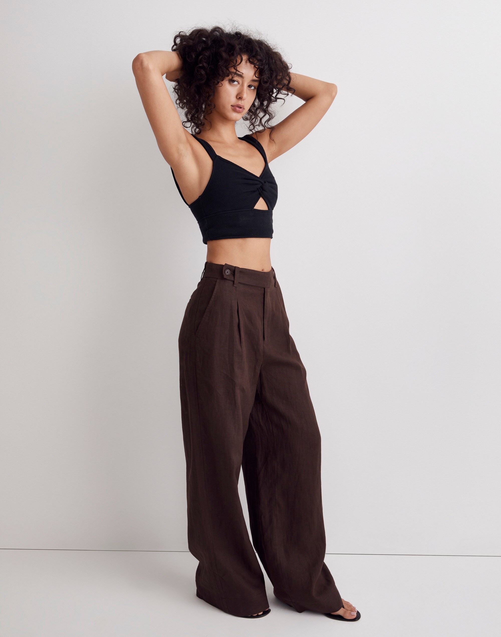 Cutout Knot-Front Crop Tank Top