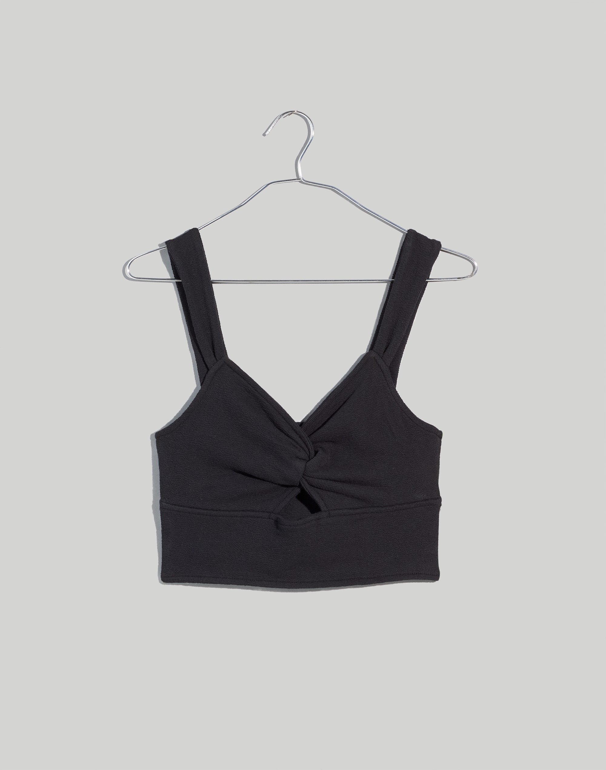 Cutout Knot-Front Crop Tank Top in true black image 4