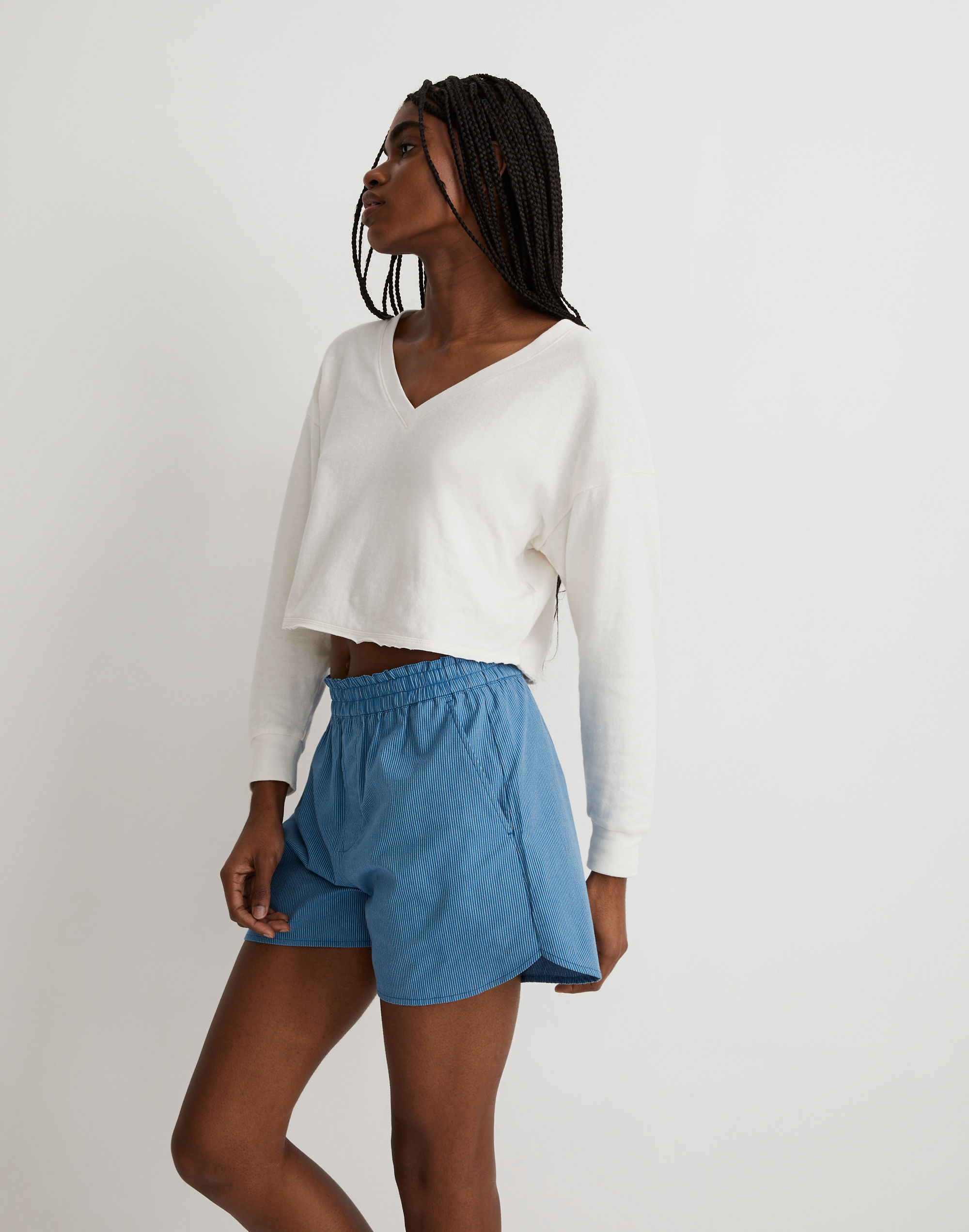 Double-Face V-Neck Long-Sleeve Tee