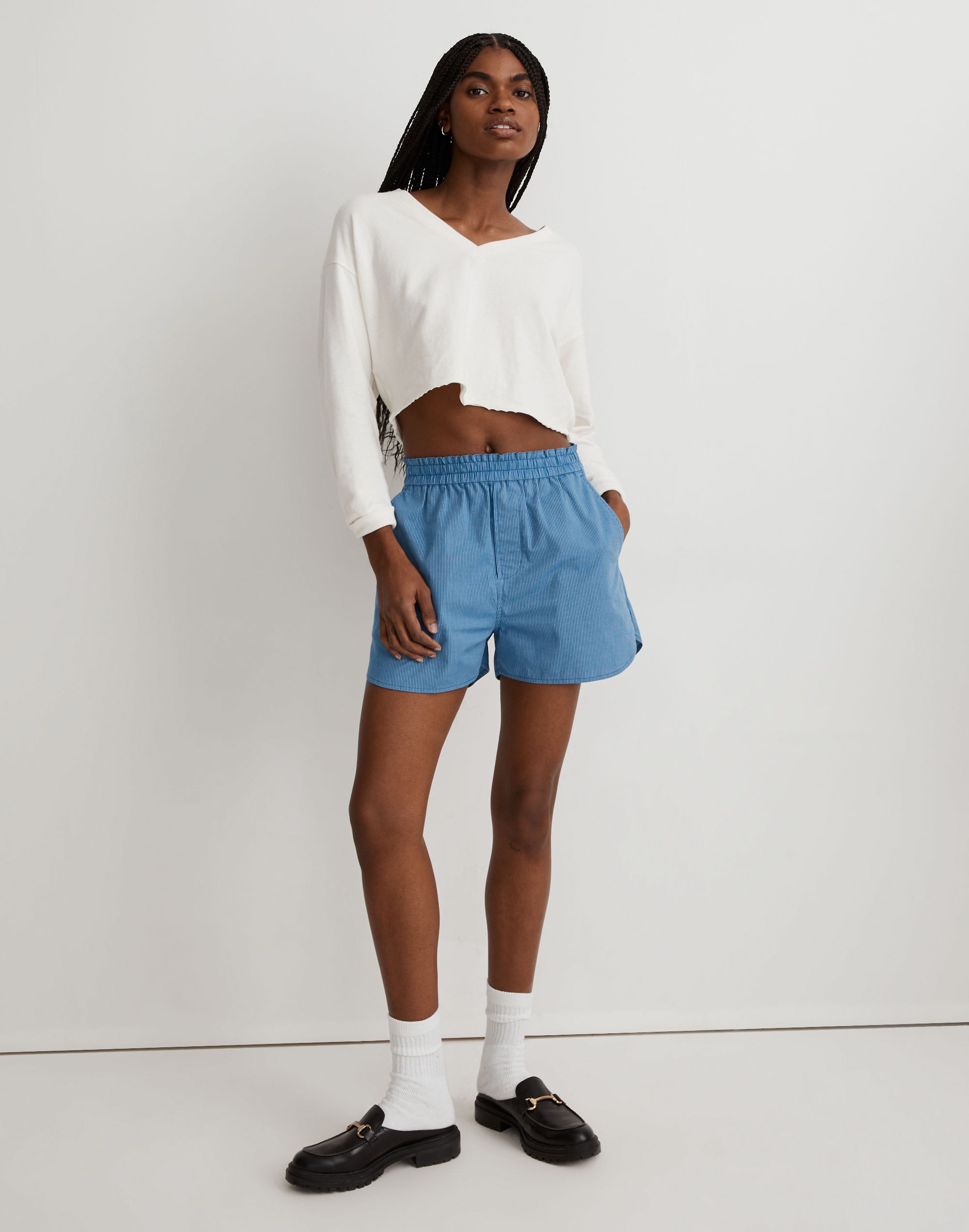 Double-Face V-Neck Long-Sleeve Tee