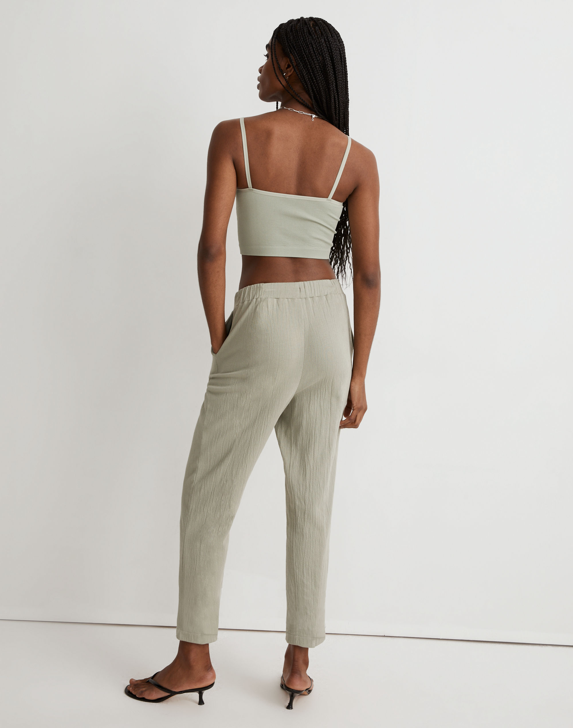 Rumpled Terry Pull-On Tapered Pants